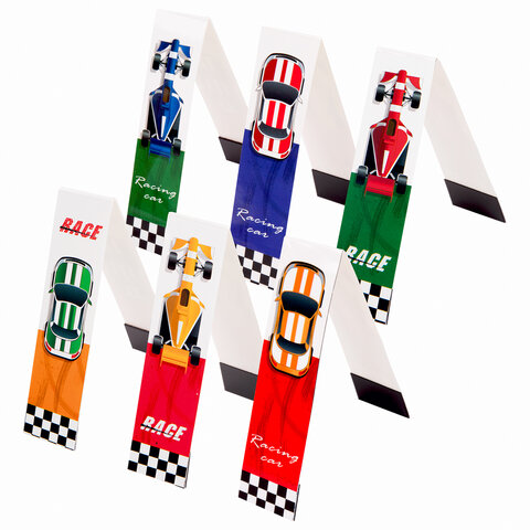 Закладки для книг с магнитом RACE CARS, набор 6 шт., блестки, 25x196 мм, ЮНЛАНДИЯ, 113446 - Image 3