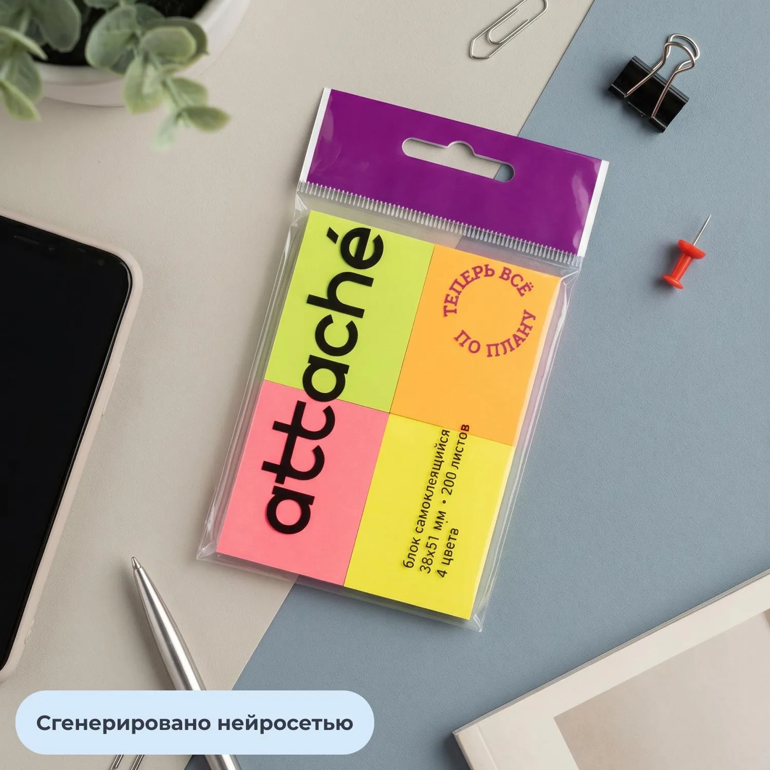 Стикеры Attache Selection самоклеящиеся 38x51 мм, цветные, неоновые (50 листов) - Image 6