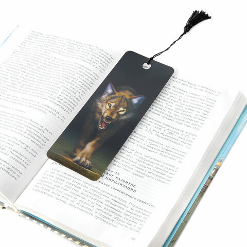 Закладка для книг с линейкой 3D-ОБЪЕМНАЯ BRAUBERG, "Волк", с декоративным шнурком, 125756 - Image 5