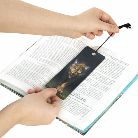 Закладка для книг с линейкой 3D-ОБЪЕМНАЯ BRAUBERG, "Волк", с декоративным шнурком, 125756 - Image 6