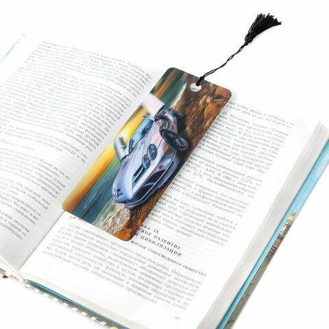Закладка для книг с линейкой 3D-ОБЪЕМНАЯ BRAUBERG, "Мерседес", с декоративным шнурком, 125768 - Image 5