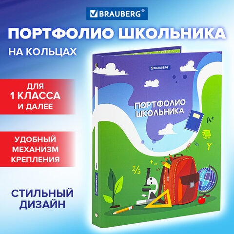 Папка-портфолио школьника/дошкольника "ШКОЛЬНАЯ ИСТОРИЯ", 4 кольца, обложка твёрдая матовая, BRAUBERG, 115241 - Image 6