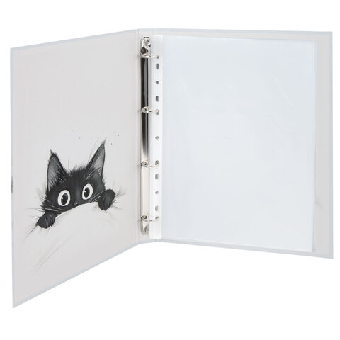 Папка-портфолио универсальная, 4 кольца, 20 файлов, 7БЦ матовая, BRAUBERG "Cat", 107557, 117557 - Image 3
