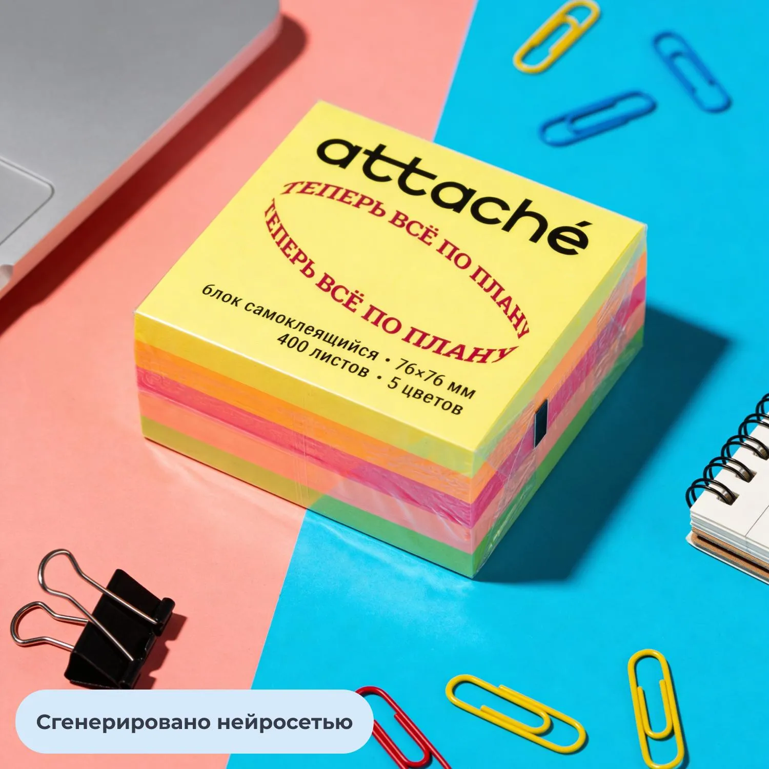 Стикеры Attache Selection Радуга, яркие 76×76 мм, набор 400 листов - Image 8