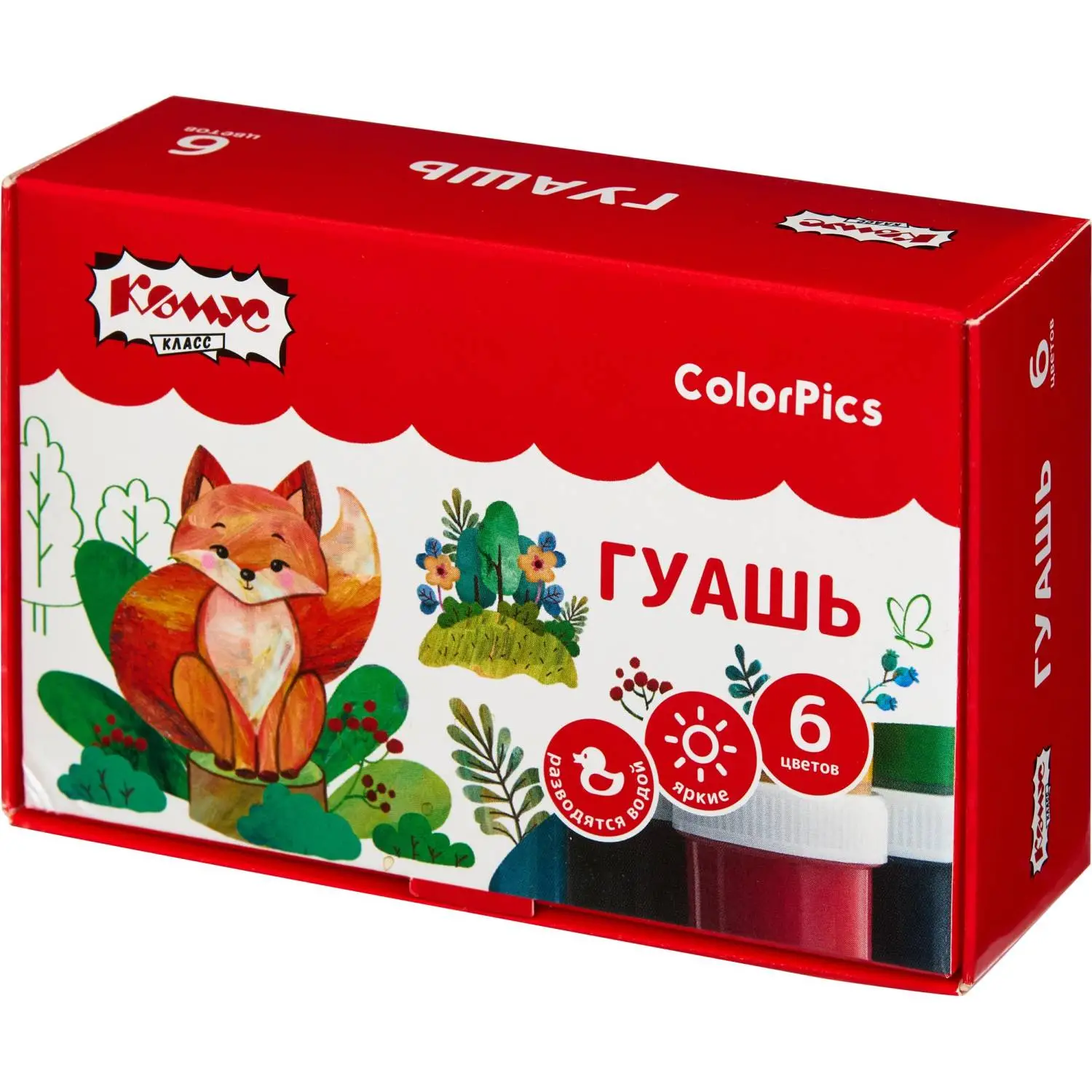Гуашь Комус Класс ColorPics 6 цветов по 20 мл