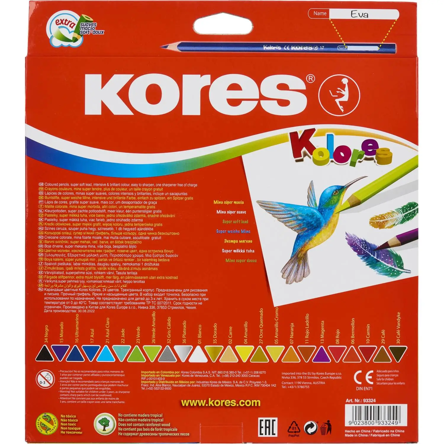 Карандаши цветные Kores Kolores 24 карандаша 24 цвета трёхгранные - Image 5