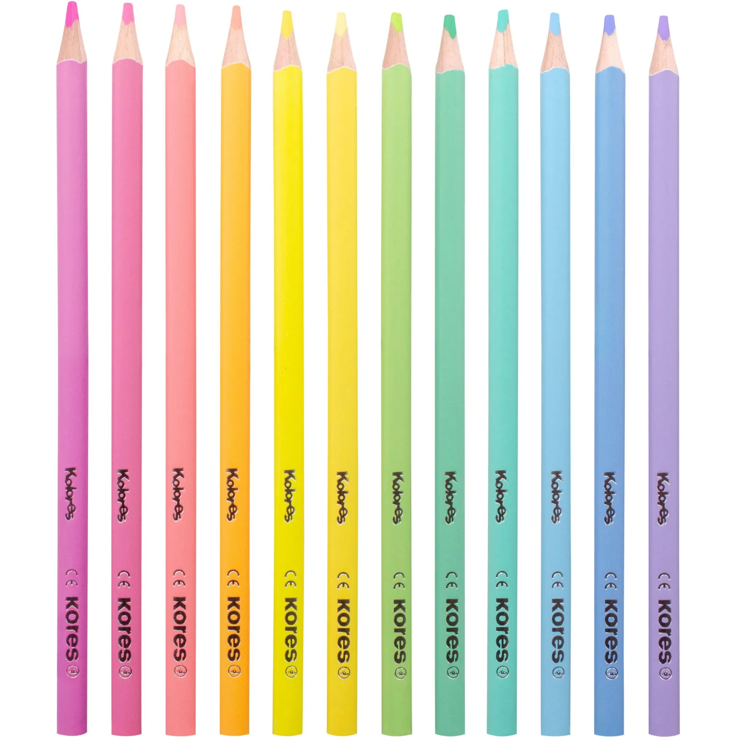 Карандаши цветные Kores Kolores Pastel 12 карандашей 12 цветов трёхгранные (пастельные) - Image 2
