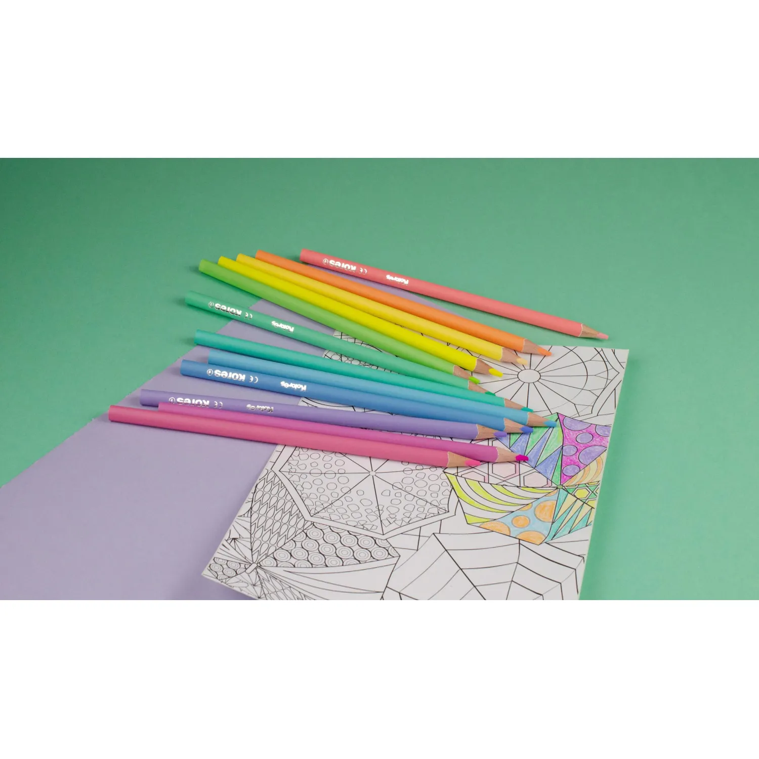 Карандаши цветные Kores Kolores Pastel 12 карандашей 12 цветов трёхгранные (пастельные) - Image 5