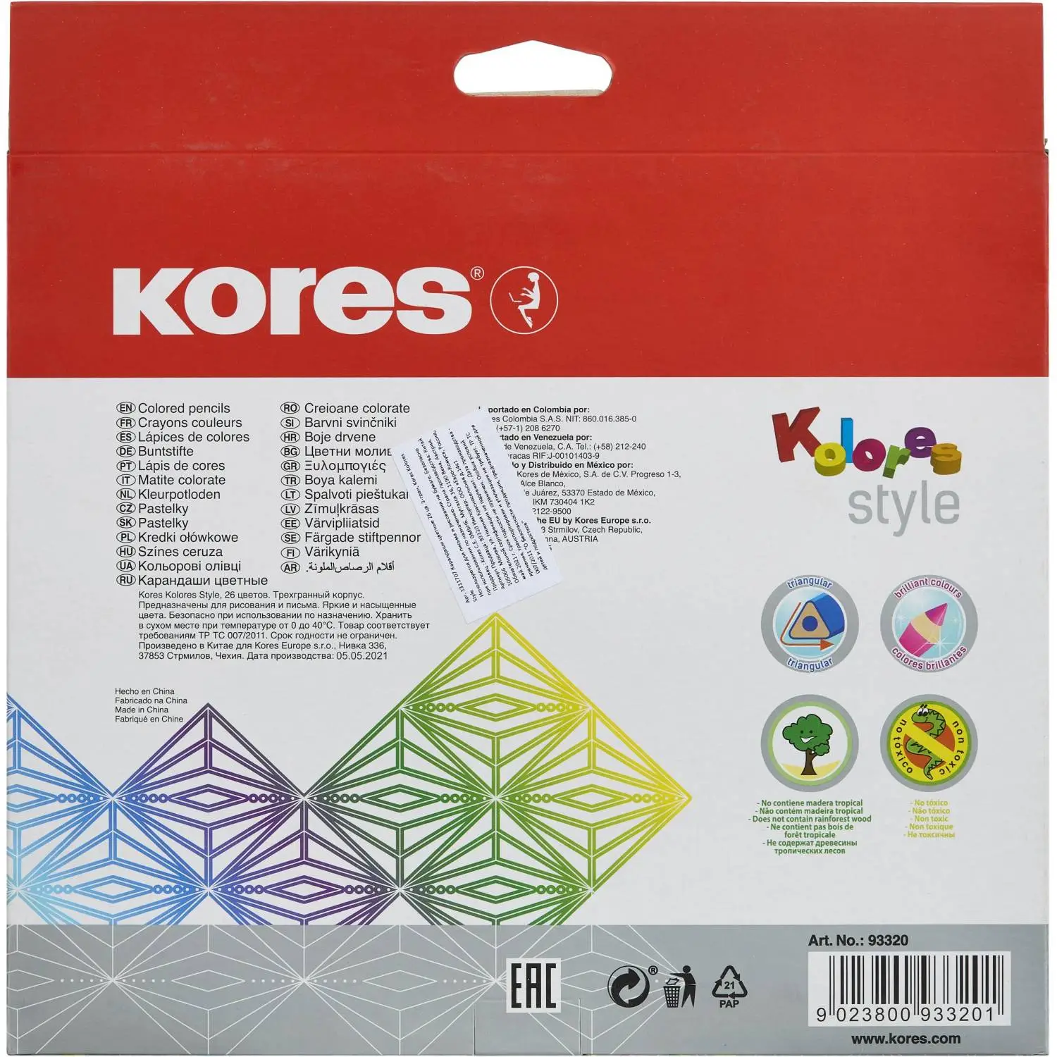 Карандаши цветные Kores Kolores Style 26 карандашей 26 цветов трёхгранные (металлические, неоновые, пастельные) - Image 4