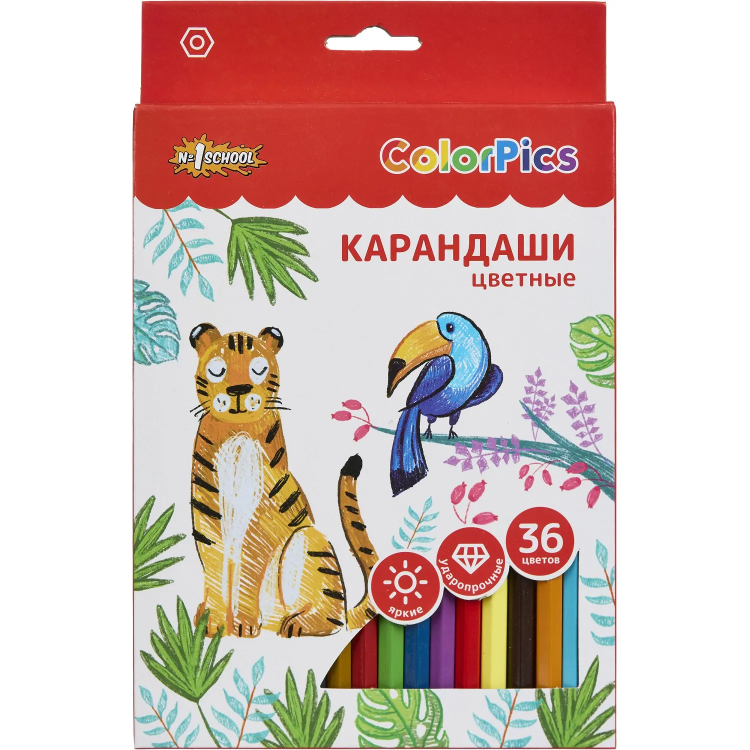 Карандаши цветные Комус Класс (№1 School) ColorPics 36 карандашей 36 цветов шестигранные - Image 2