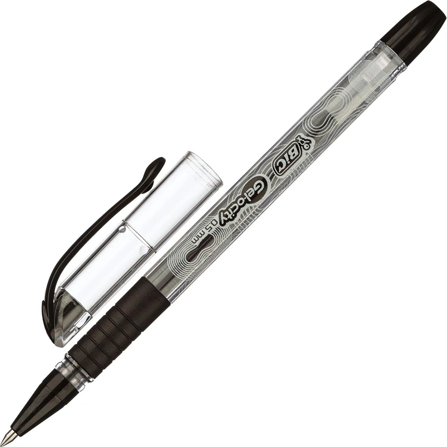 Гелевая ручка Bic Gel-ocity Stic 0.5мм (прозрачная, клипса, цвет чернил совпадает с колпачком)