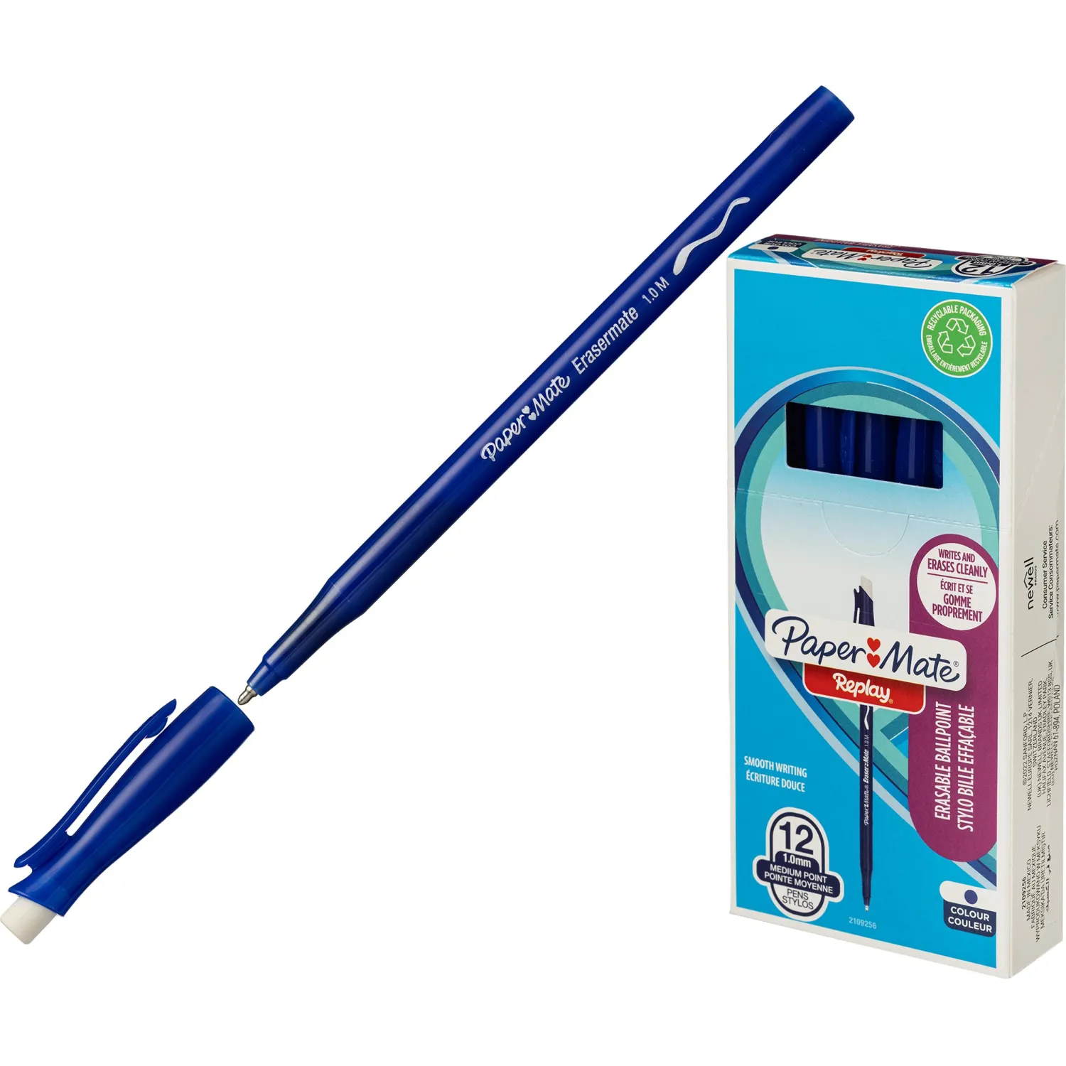 шариковая ручка Paper Mate Replay E.MAX пиши-стирай (чистое стирание, синий цвет) - Image 2