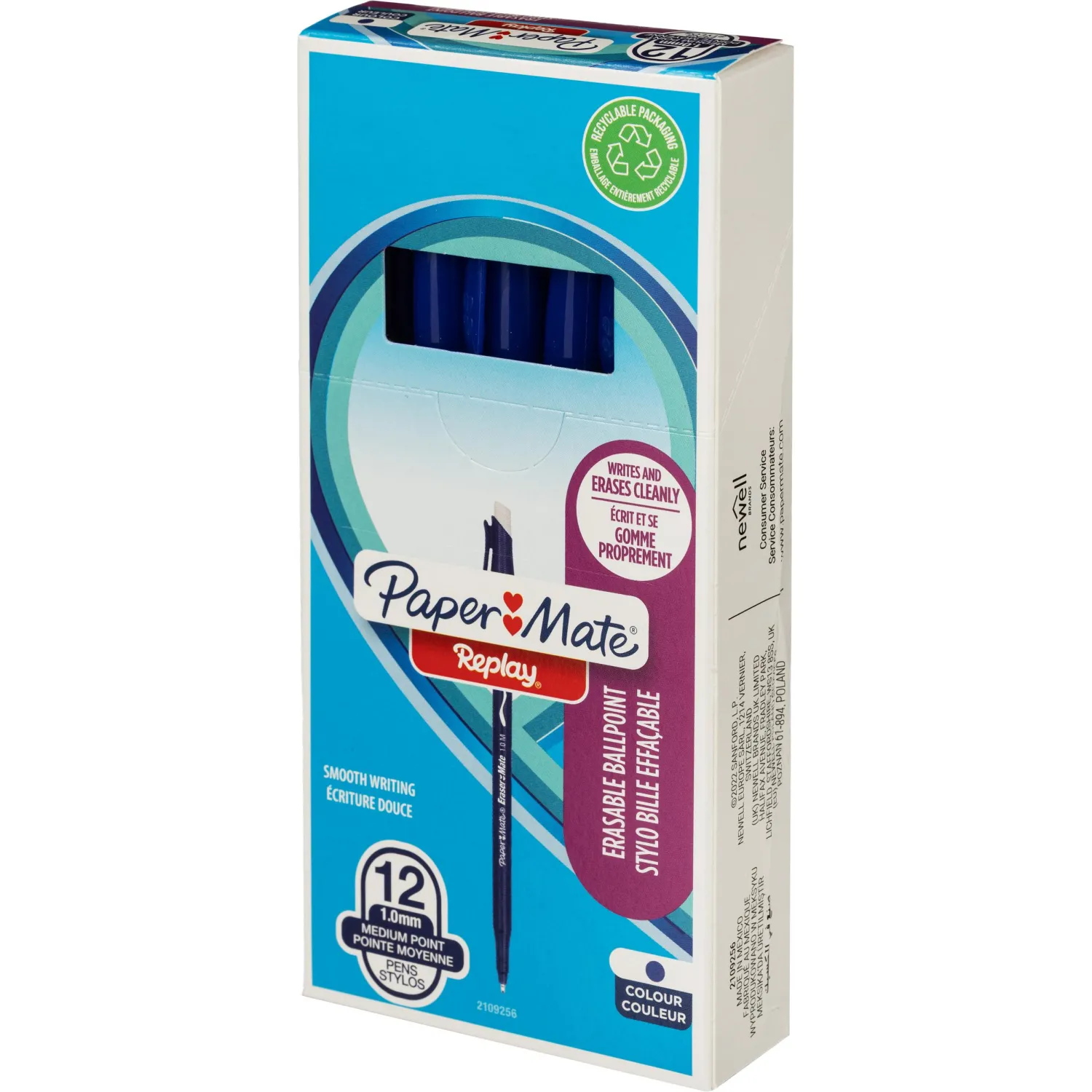 шариковая ручка Paper Mate Replay E.MAX пиши-стирай (чистое стирание, синий цвет) - Image 4