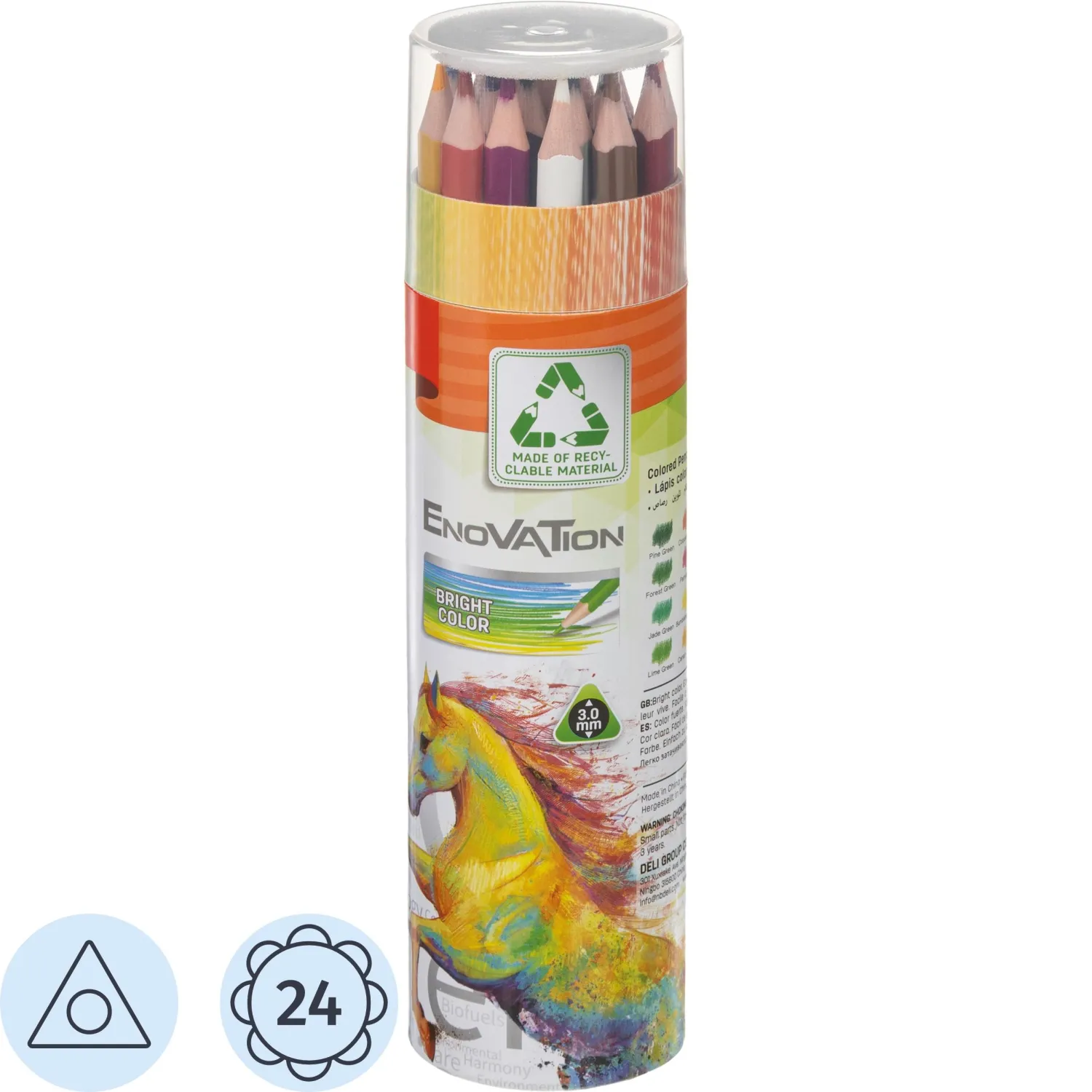 Карандаши цветные Deli Enovation 24 карандаша 24 цвета трёхгранные (EC112-24)