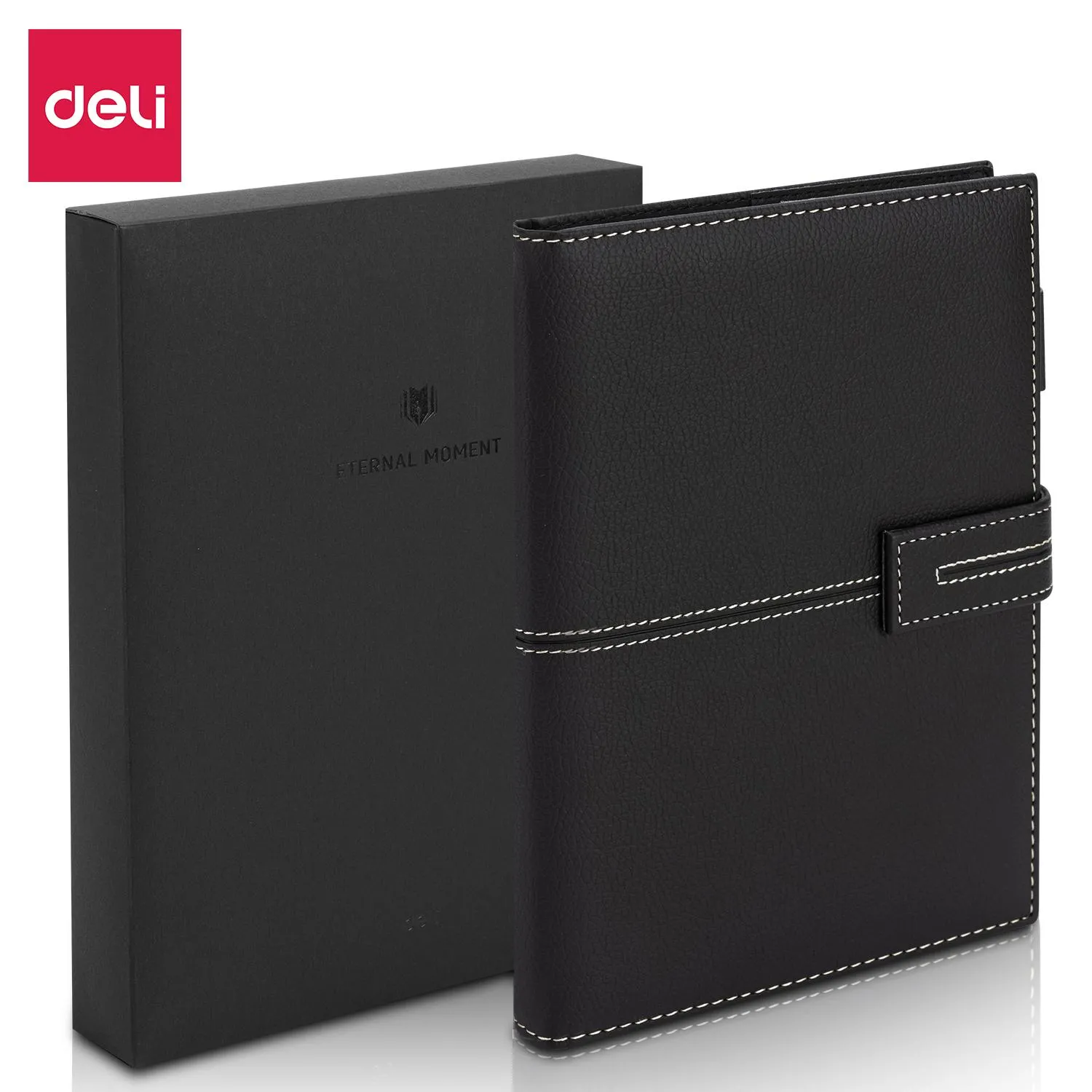 Бизнес-блокнот Deli Squared Notebook А5 120 л., клетка, экокожа, магнит 21×14,3 см - Image 3