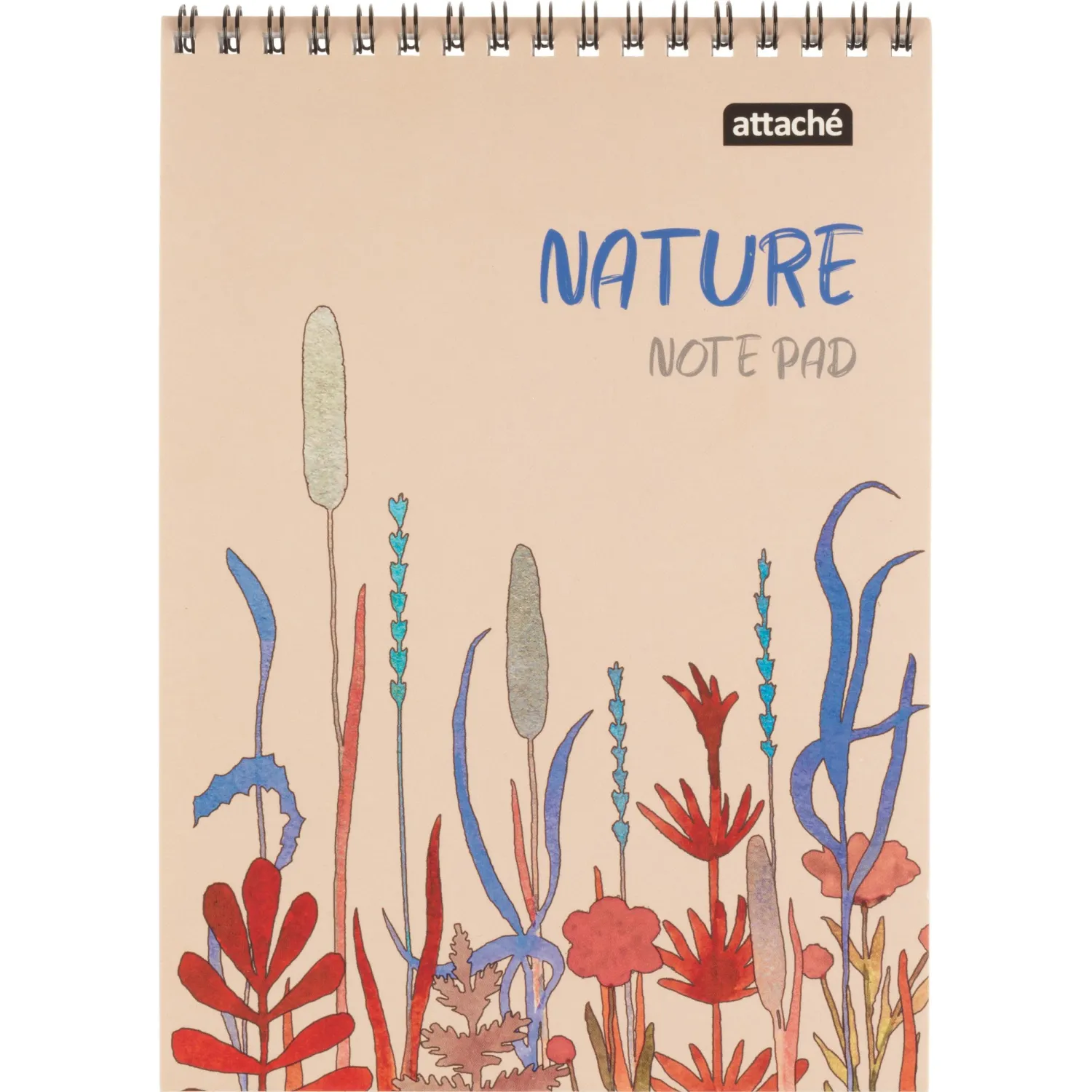 Блокнот Attache Nature Beige flowers A5 60 л., клетка, спираль, 146×204 мм
