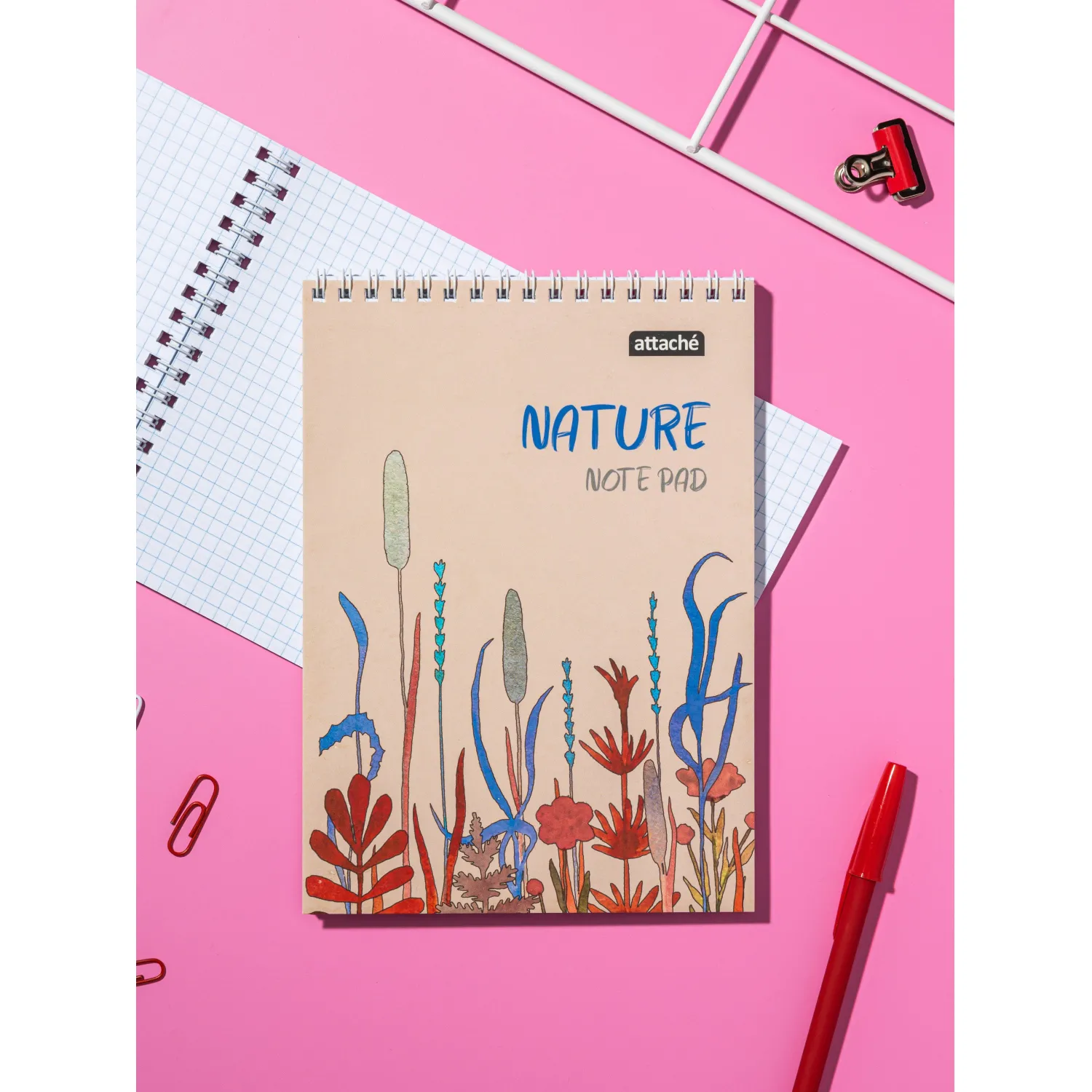 Блокнот Attache Nature Beige flowers A5 60 л., клетка, спираль, 146×204 мм - Image 9
