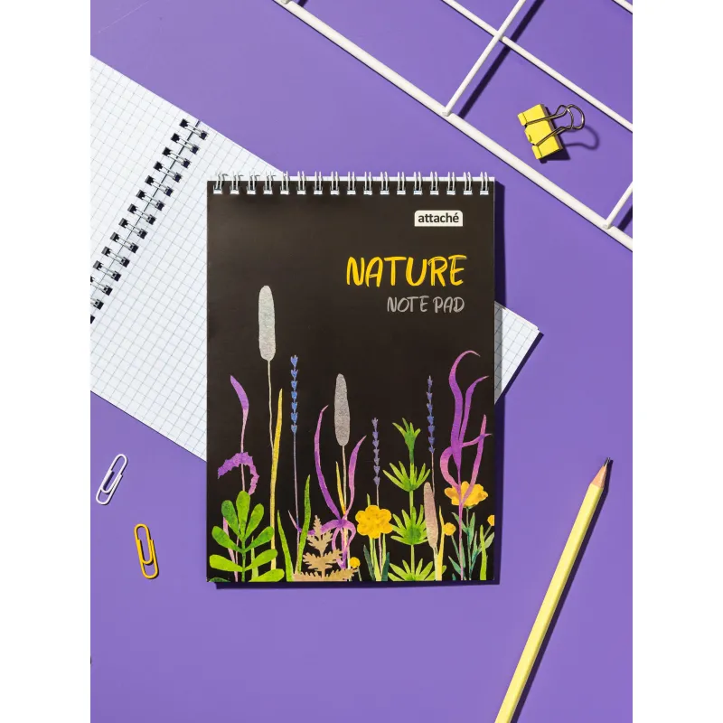 Блокнот Attache Nature Black flowers A5 60 л., клетка, спираль, 146×204 мм - Image 9