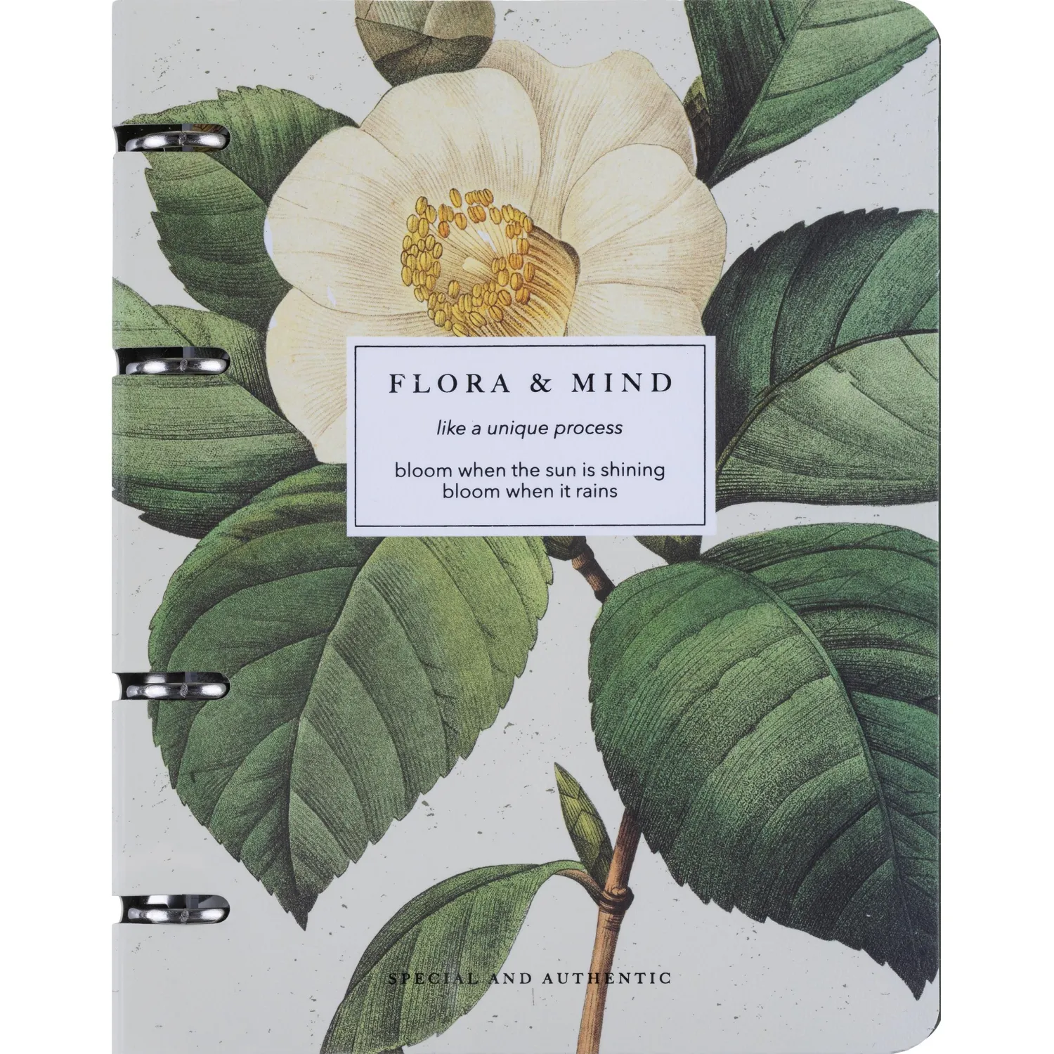 Тетрадь на кольцах Be Smart Flora Камелия A5 120 листов, клетка, сменный блок, картон, тиснение