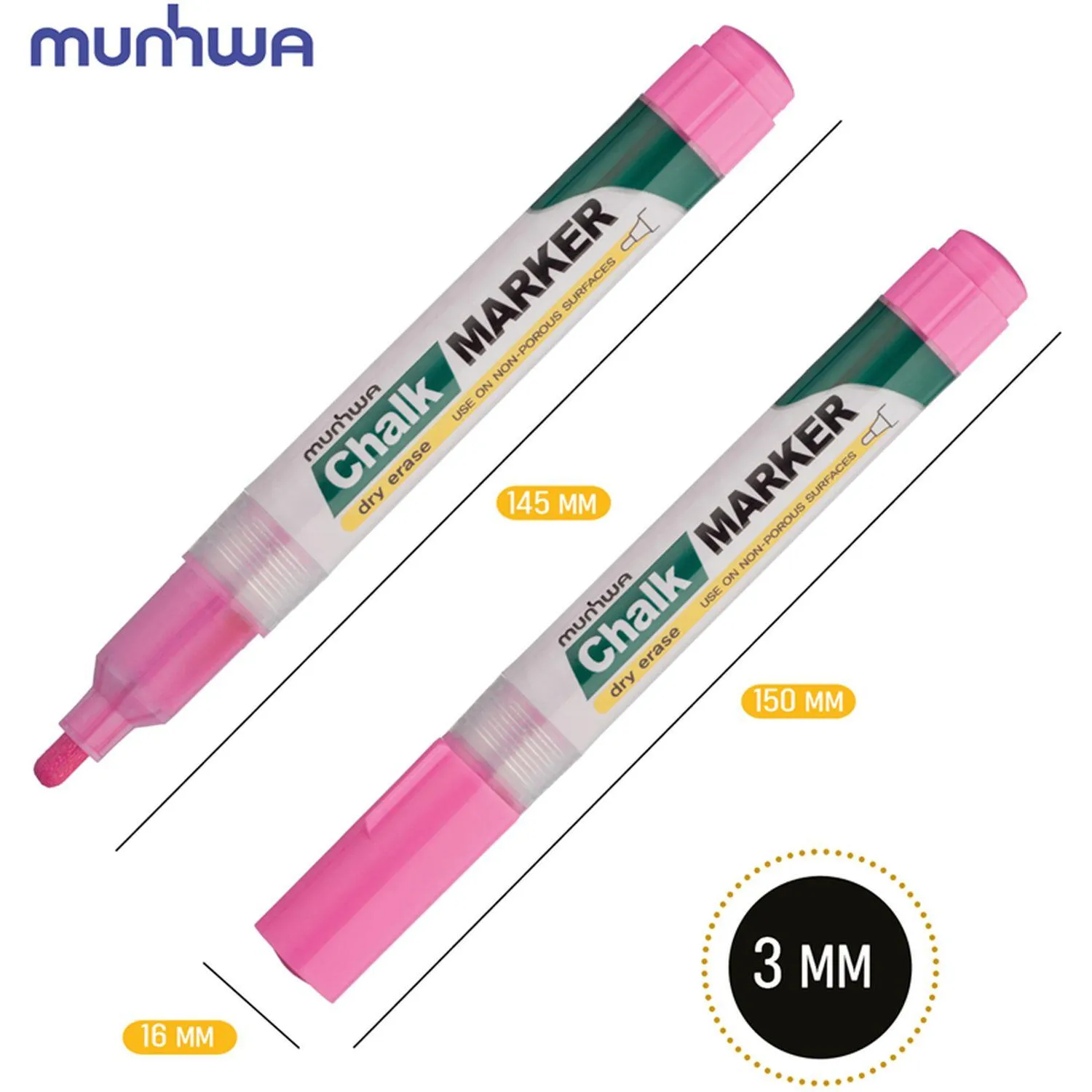 Маркер меловой MunHwa CM-10 розовый (жидкий мел, круглый наконечник) - Image 5