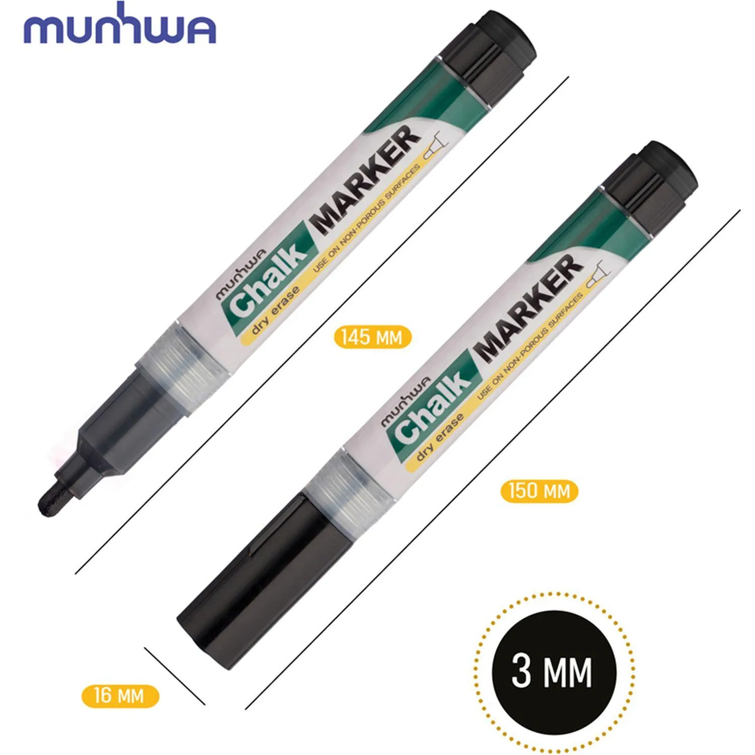 жидкий мел маркер MunHwa Chalk Marker (на спиртовой основе), для стекла и зеркала - Image 5