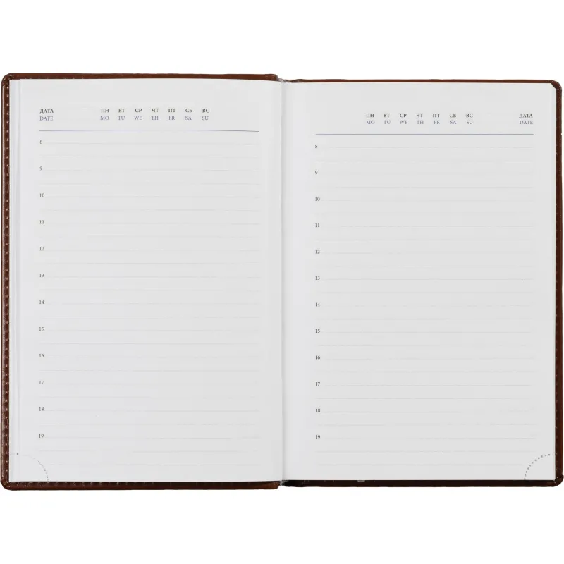 ежедневник недатированный Attache Agenda кожаный с однотонной коричневой обложкой - Image 17