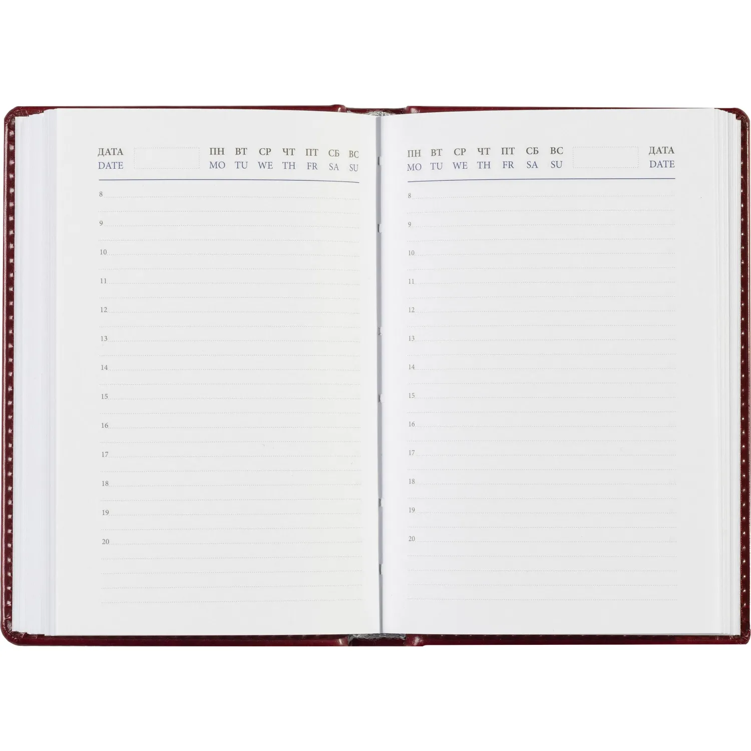 ежедневник недатированный Attache Agenda кожаный бордовый недорого - Image 17