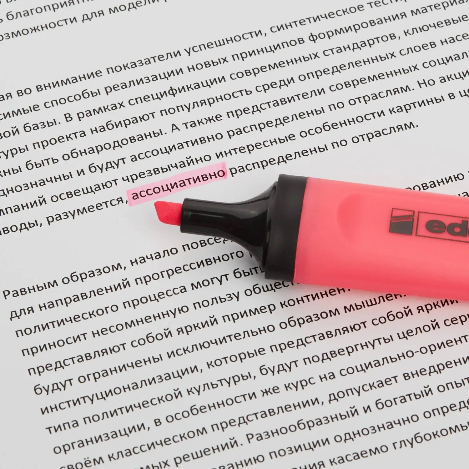 текстовыделитель Edding розовый флуоресцентный для выделения текста на бумаге - Image 6