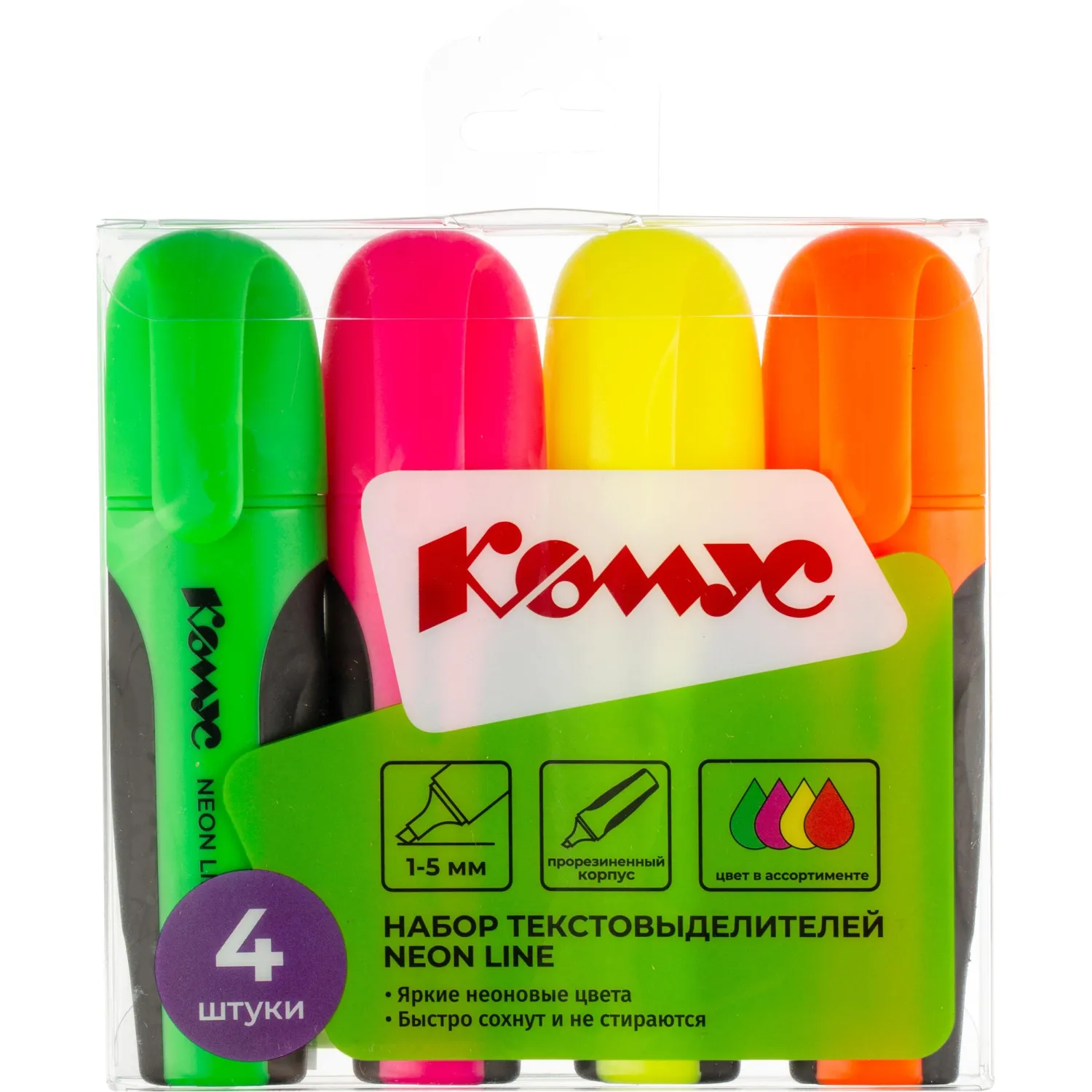 набор текстовыделителей Комус Neon Line светостойкие на водной основе - Image 6