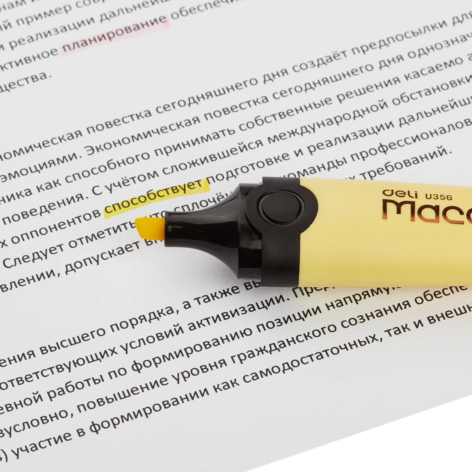 Текстовыделитель Deli Macaron желтый, скошенный, на водной основе - Image 5