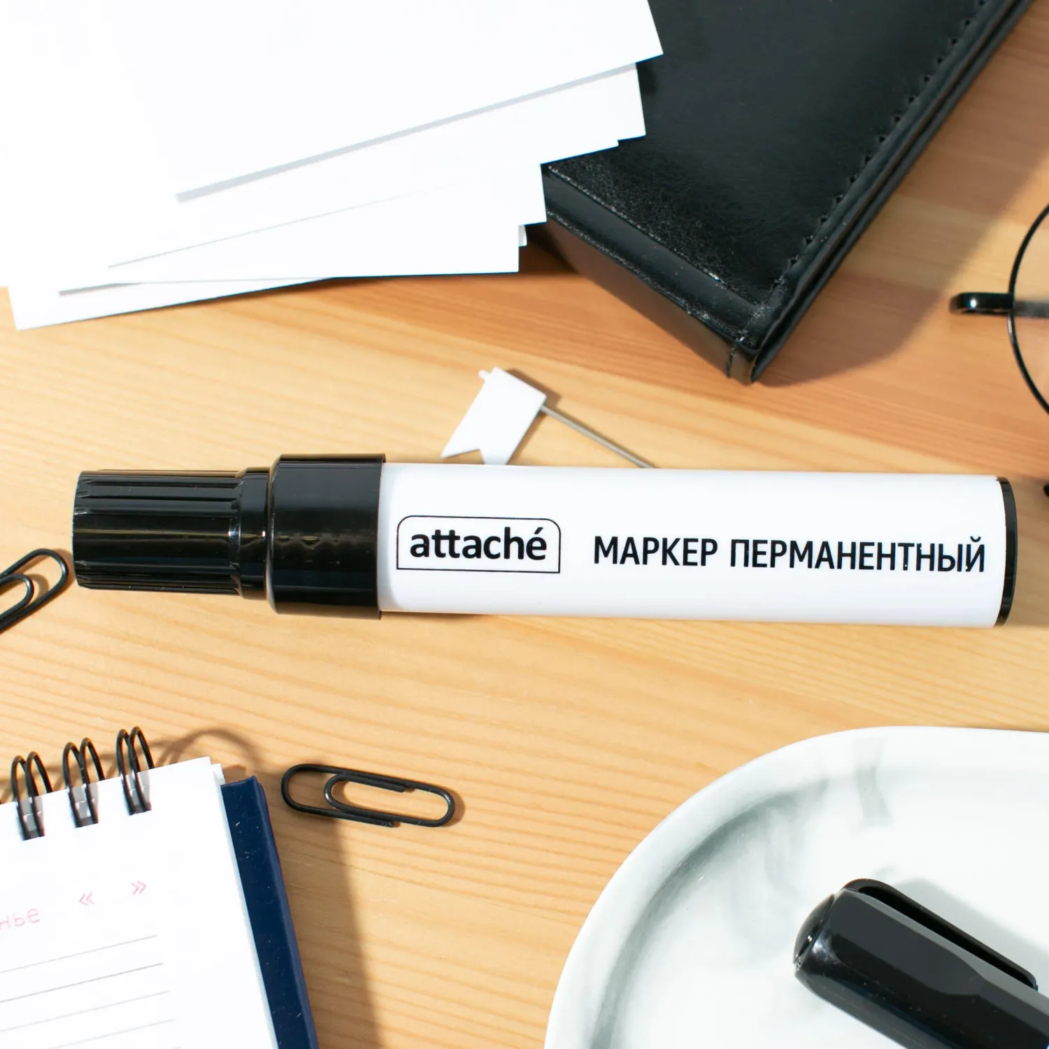 Маркер перманентный чёрный (толщина линии 3-10 мм) скошенный наконечник - Image 7