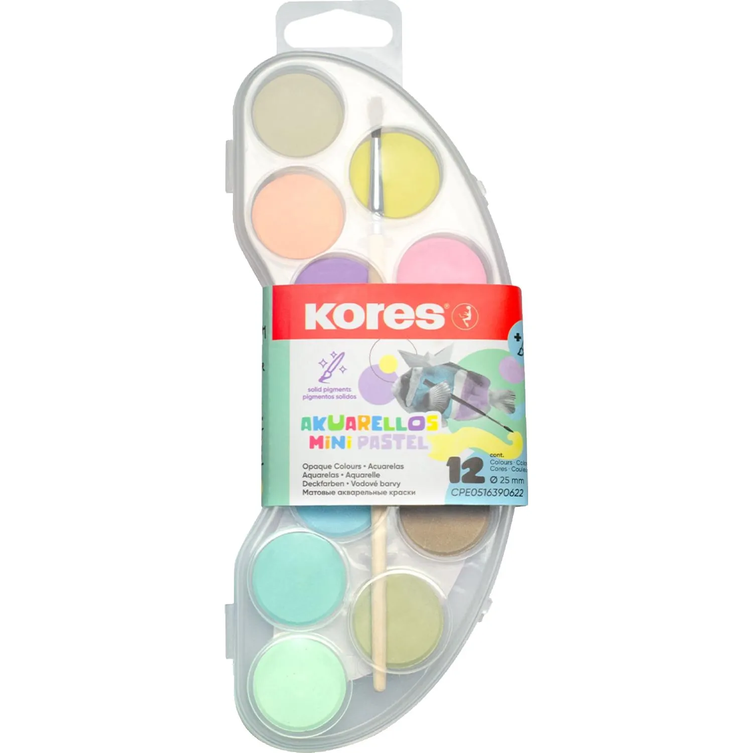 Краски акварельные Kores Akuarellos mini 12 цветов