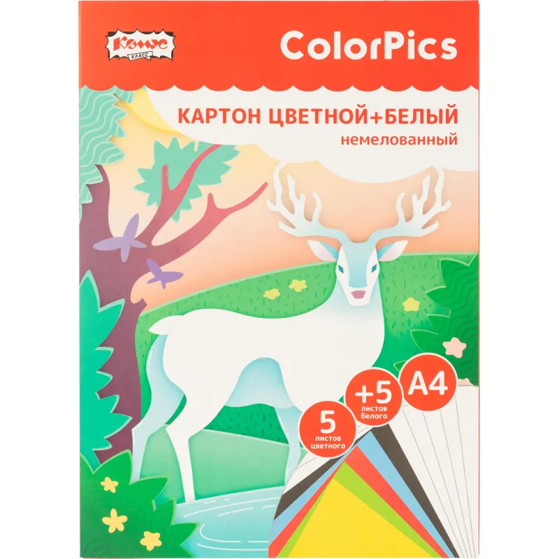 Набор цветного картона и бумаги (А4, 10 листов, 5 цветов)