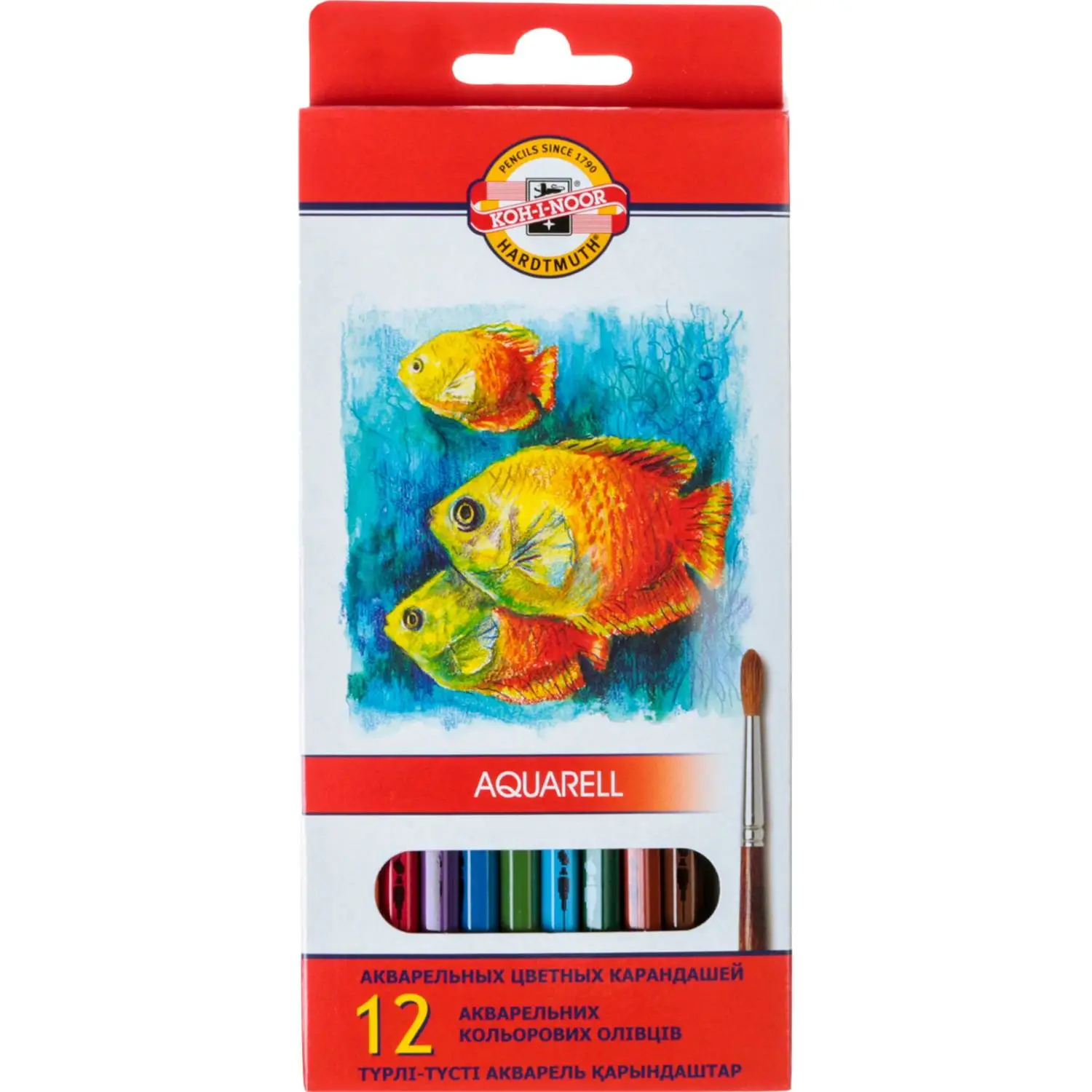 Карандаши акварельные Koh-i-Noor Fish шестигранные 12 цветов в наборе