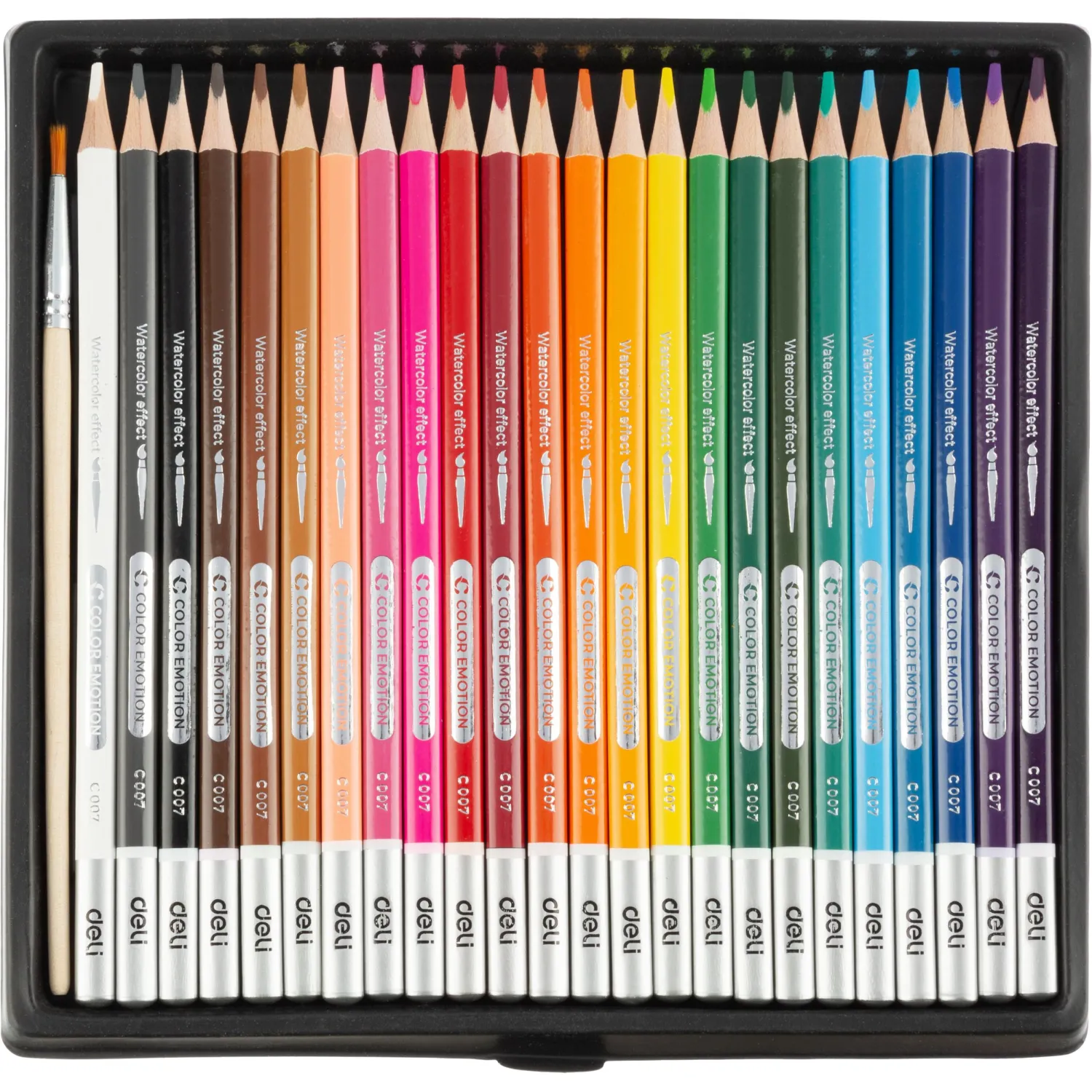 Карандаши акварельные Deli Color Emotion трёхгранные 24 цвета с кистью в наборе - Image 2