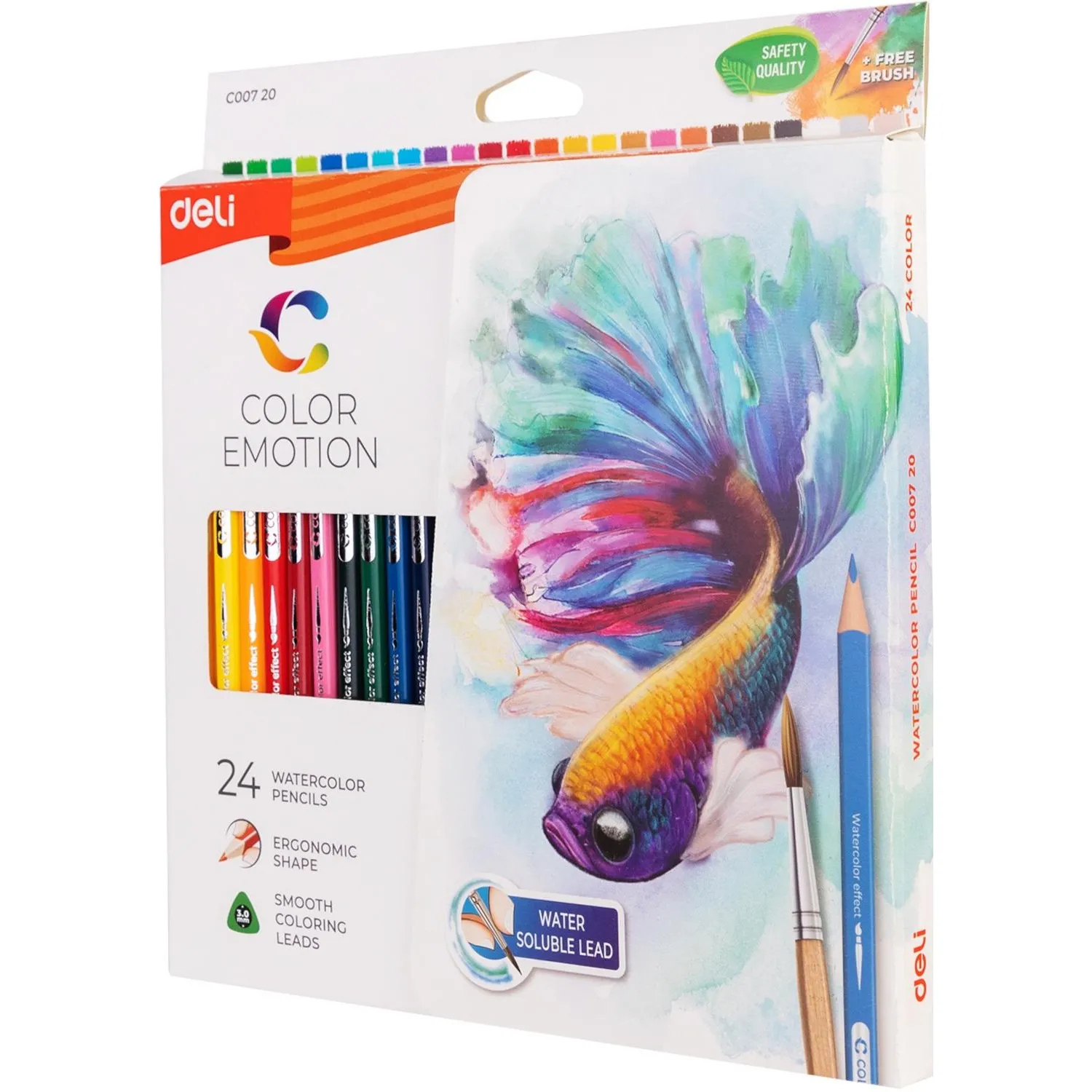 Карандаши акварельные Deli Color Emotion трёхгранные 24 цвета с кистью в наборе - Image 5