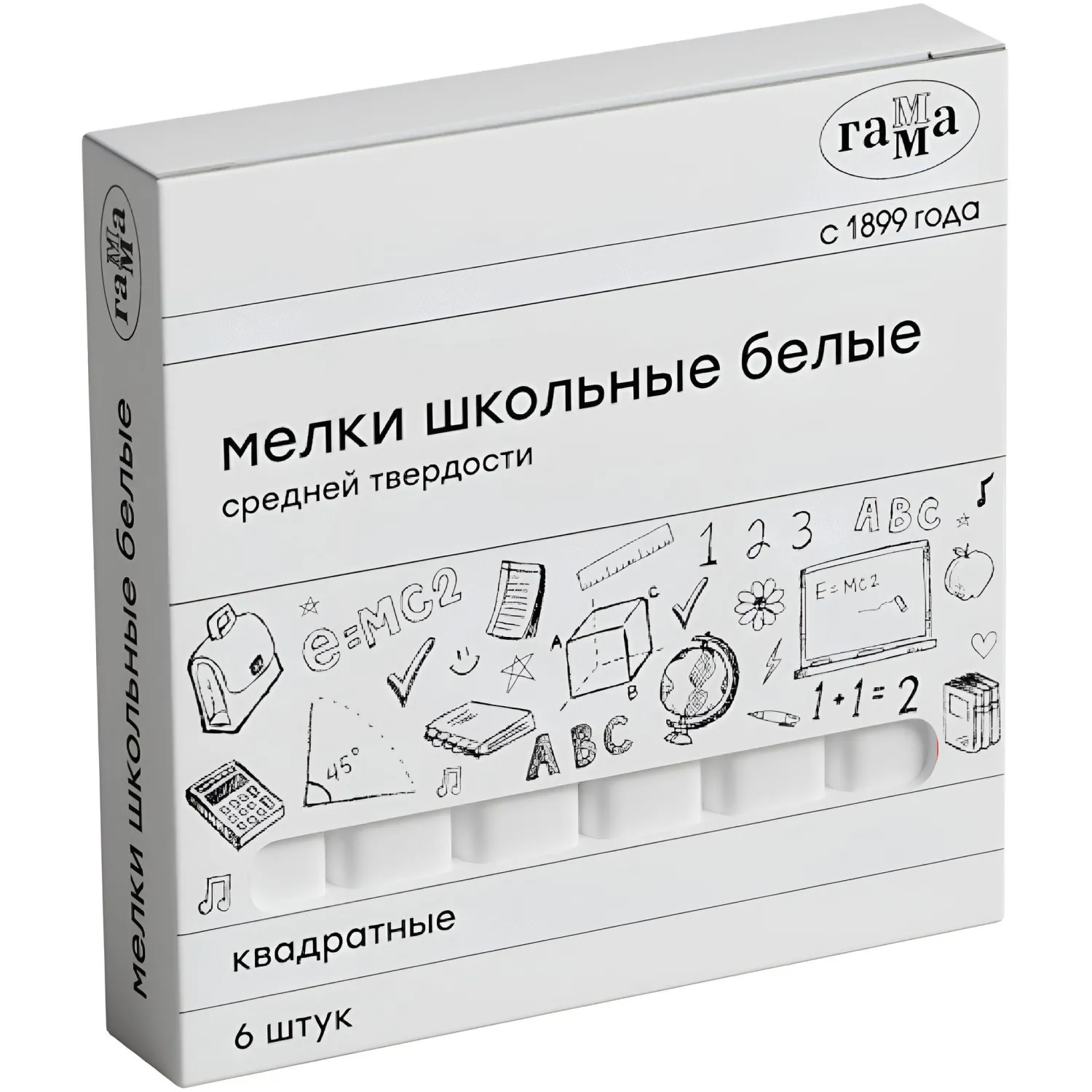 Мел школьный белый Гамма (6 штук в упаковке)