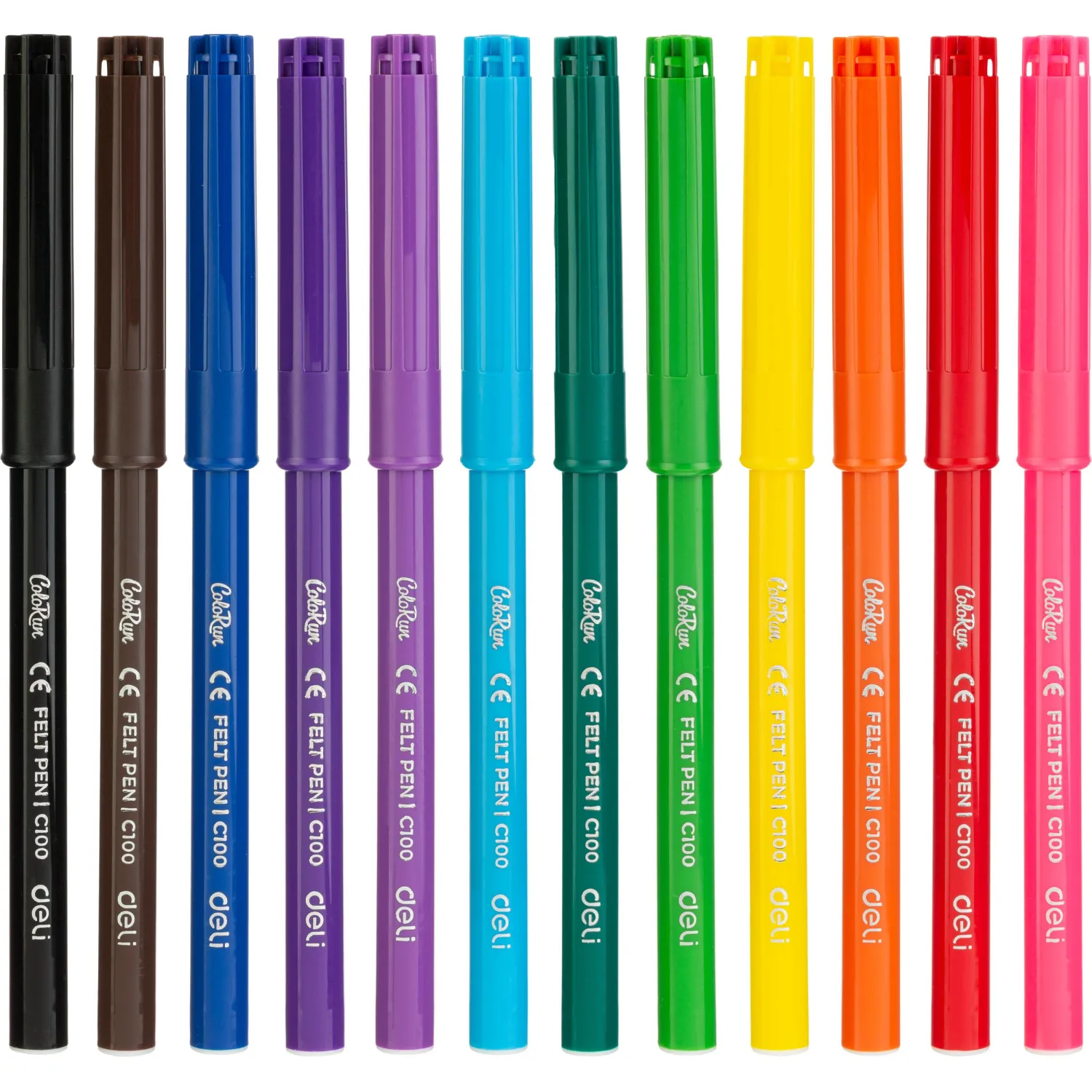 Фломастеры Deli ColoRun 12 цветов с вентилируемыми колпачками смываемые (EC10003) - Image 2