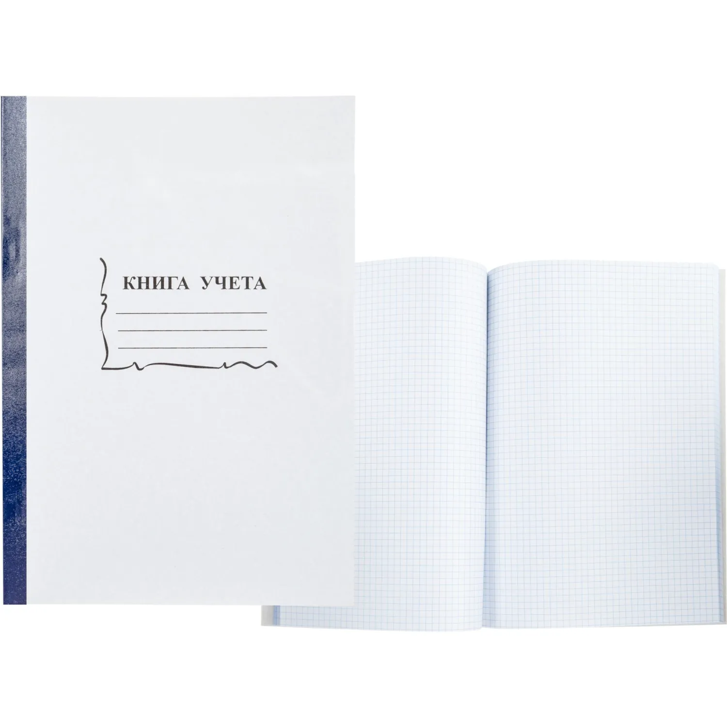 Книга учета 96 листов А4 в клетку на скрепке блок офсет (обложка - картон)