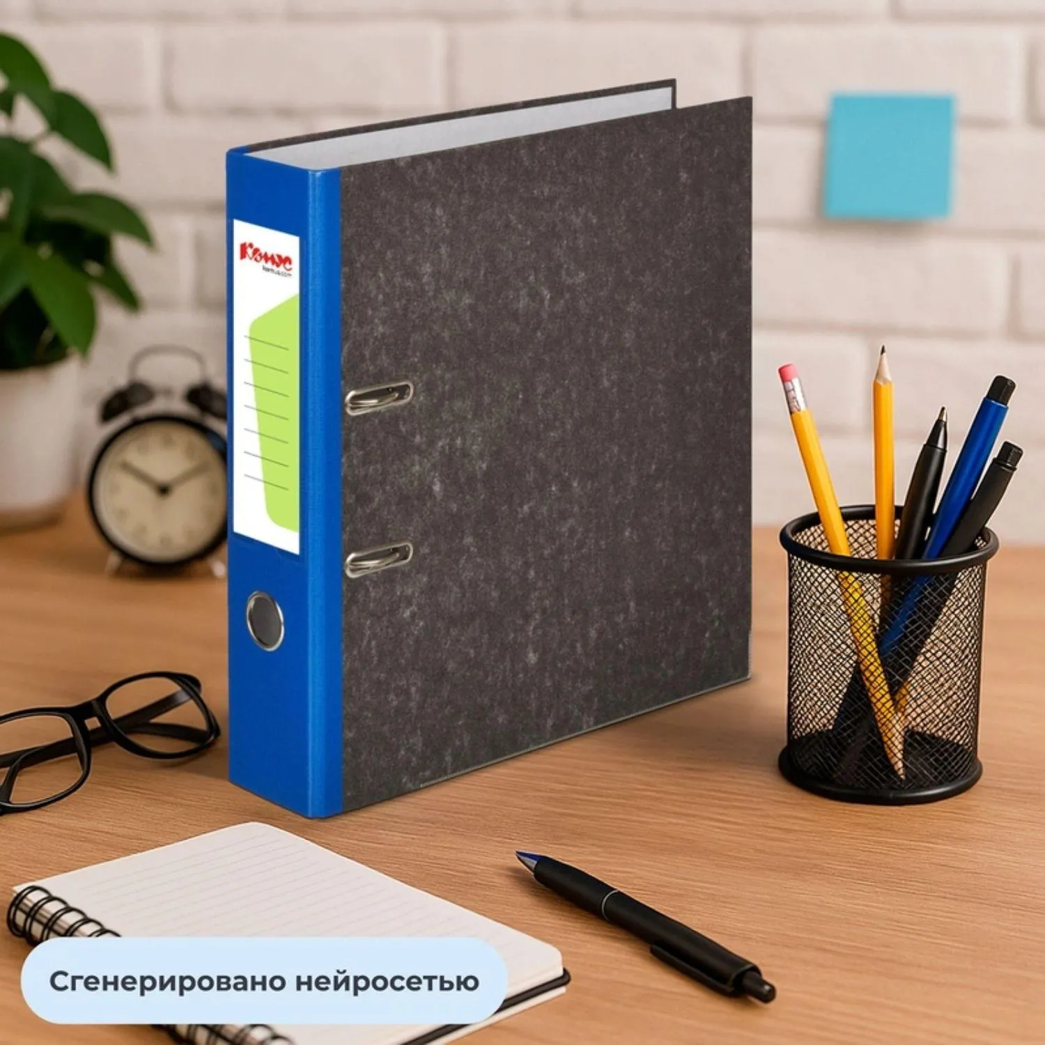 Папка-регистратор 75 мм чёрная/синяя бумага с защитным уголком - Image 11