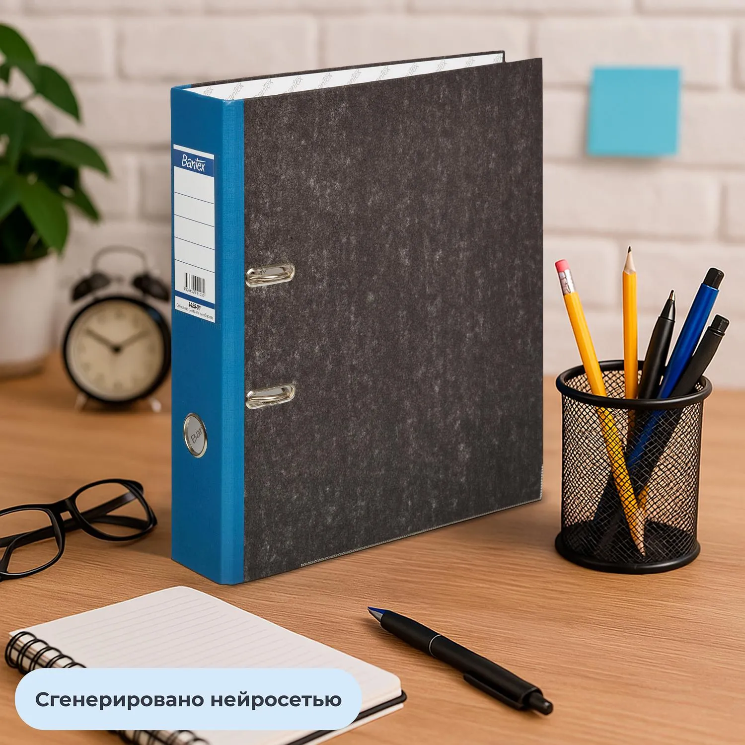 Папка-регистратор 70 мм чёрная/синяя бумага с защитным уголком - Image 10