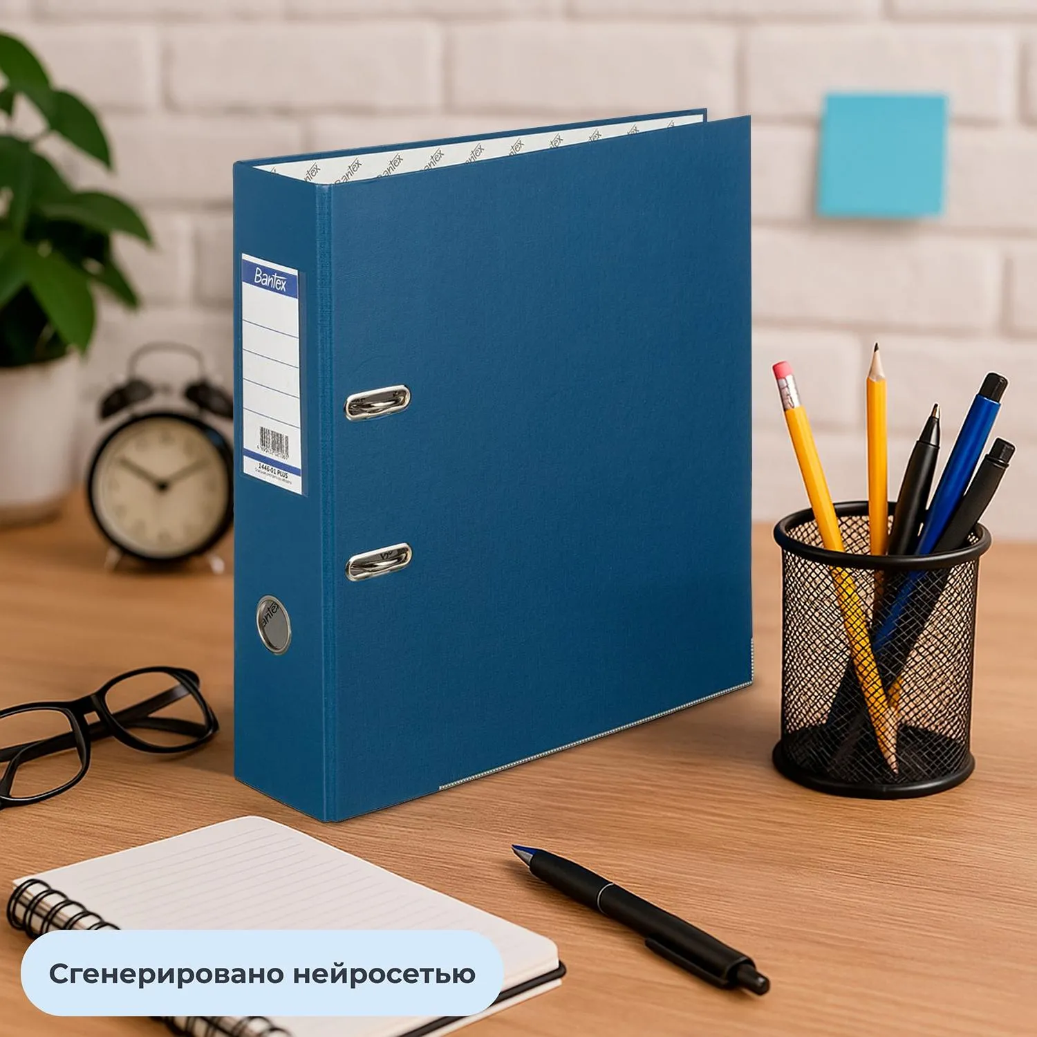 Папка-регистратор 80 мм синяя бумвинил/бумага с защитным уголком - Image 10