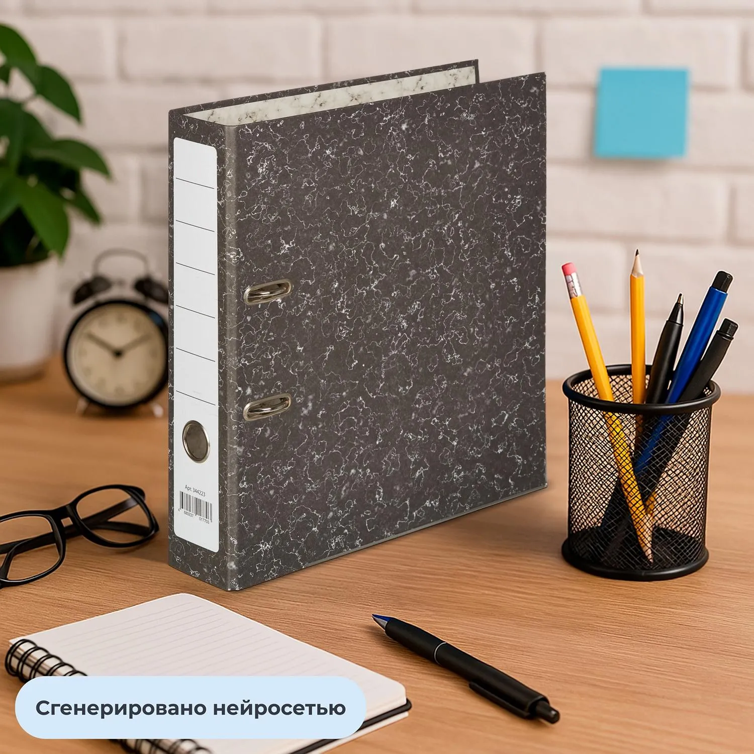 Папка-регистратор A4 75 мм чёрная бумага с защитным уголком - Image 10