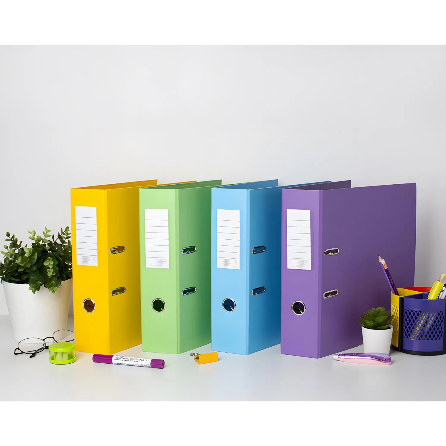 Папка-регистратор Bright colours 80 мм жёлтая бумвинил с защитным уголком - Image 10