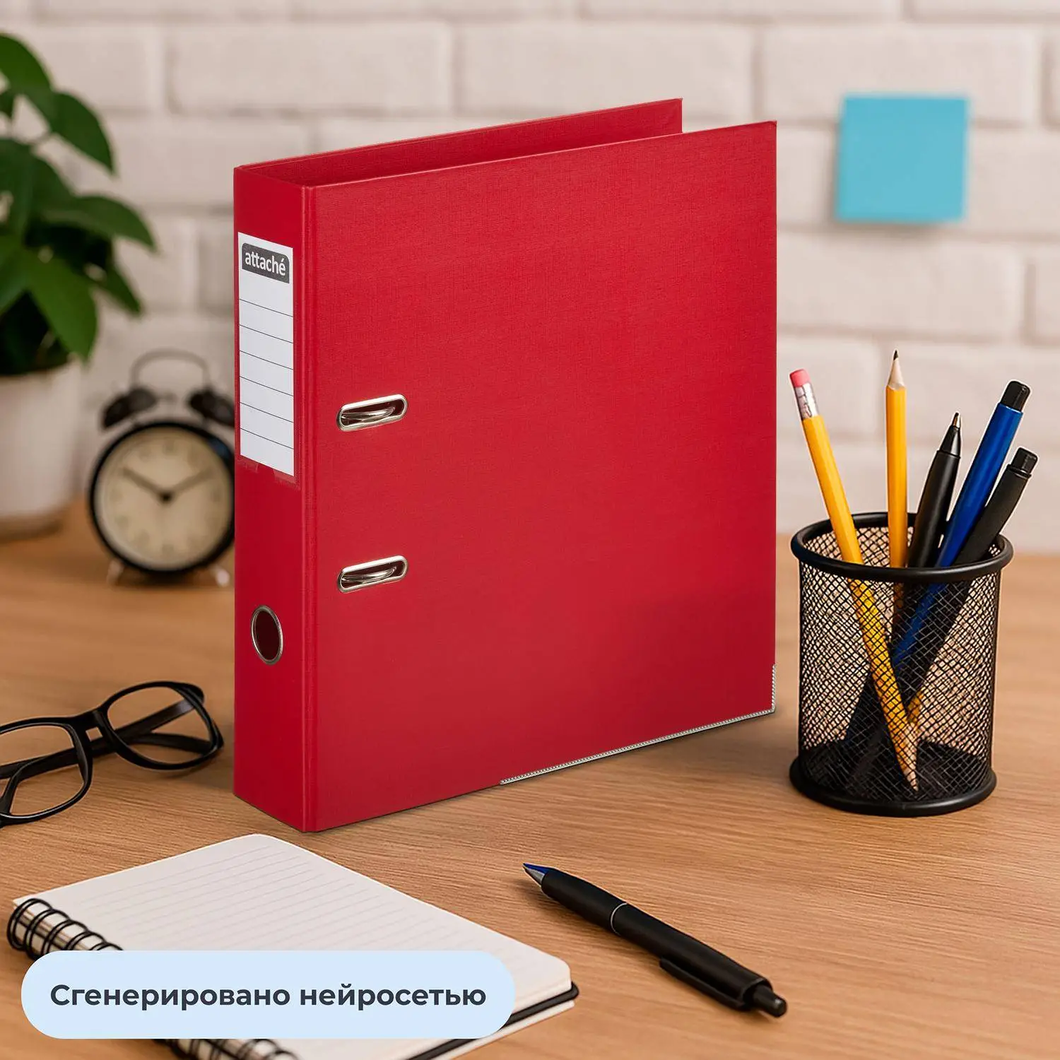 Папка-регистратор 75 мм красная бумвинил с защитным уголком - Image 12