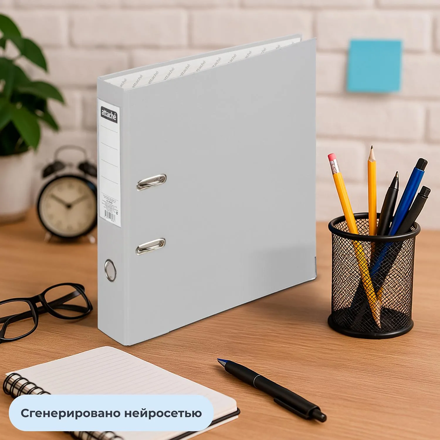 Папка-регистратор 75 мм серая бумвинил/бумага с защитным уголком - Image 14