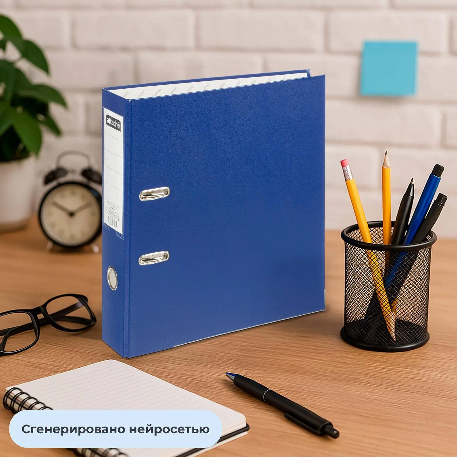Папка-регистратор 75 мм тёмно-синяя/синяя бумвинил/бумага с защитным уголком - Image 14