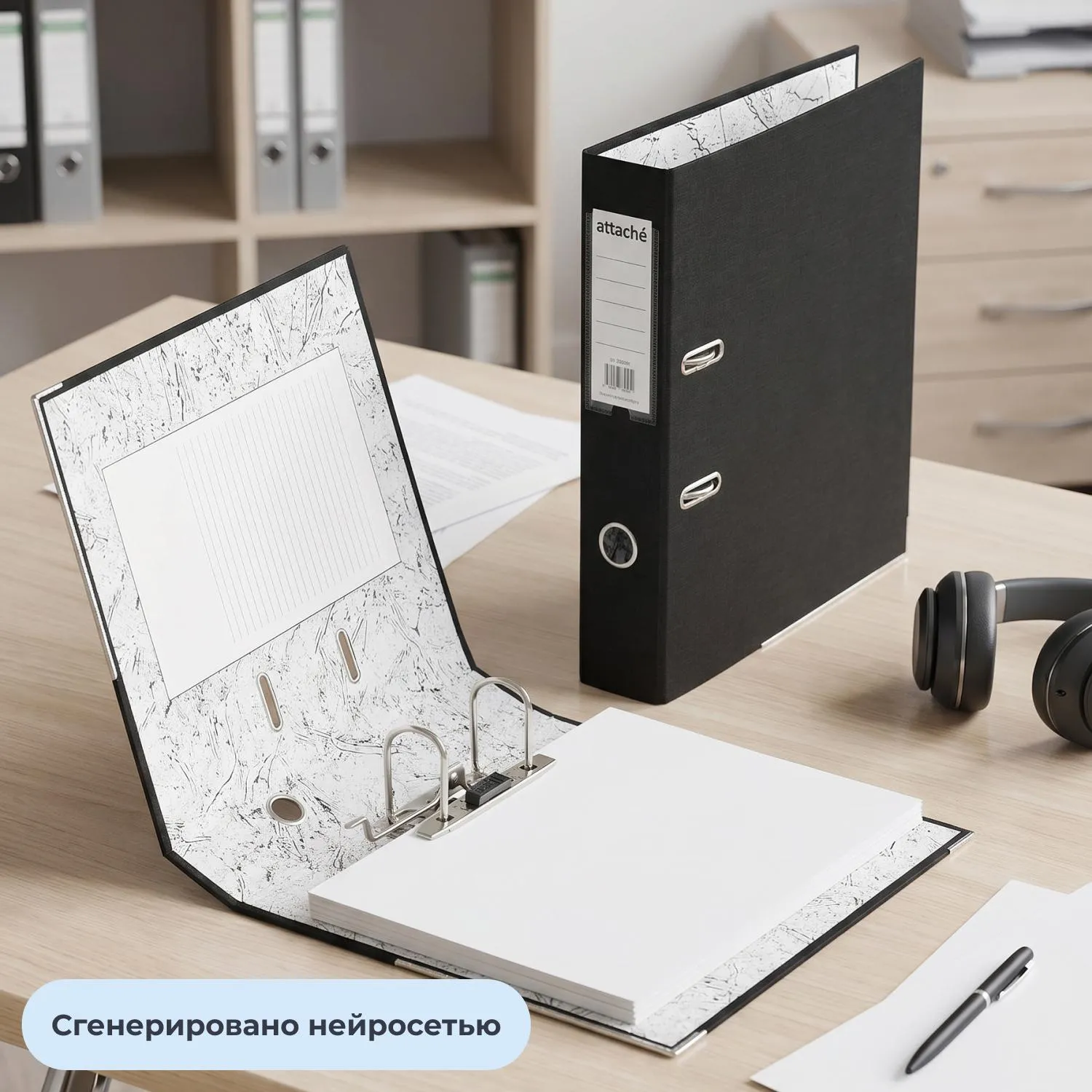 Папка-регистратор 75 мм чёрная полипропилен/бумага с защитным уголком - Image 11