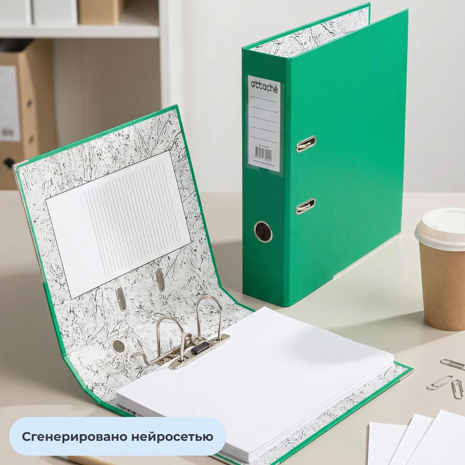 Папка-регистратор 75 мм зелёная полипропилен/бумага с защитным уголком - Image 11