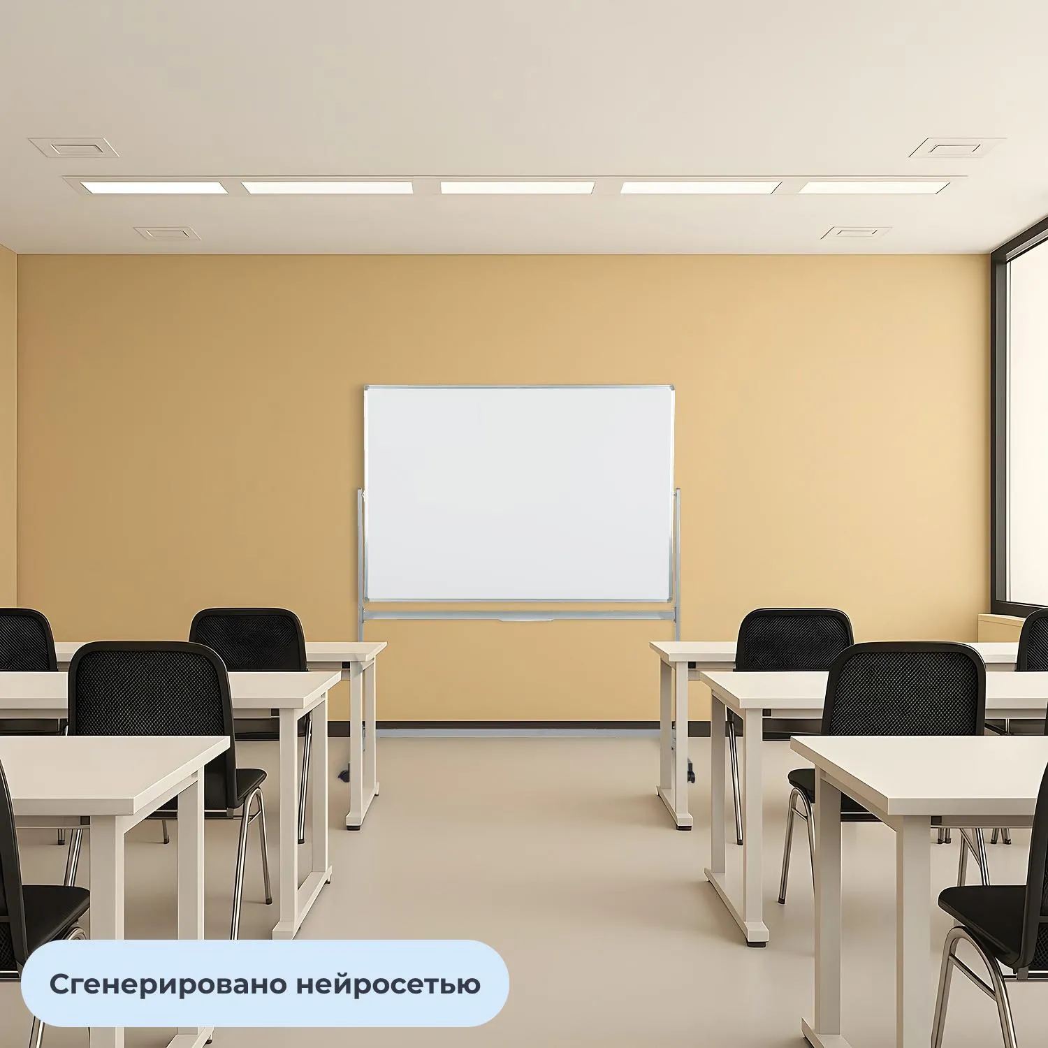 Доска магнитно-маркерная  100x180 см односекционная с лаковым покрытием (на колёсиках, поворотная, полочка для маркеров) - Image 6
